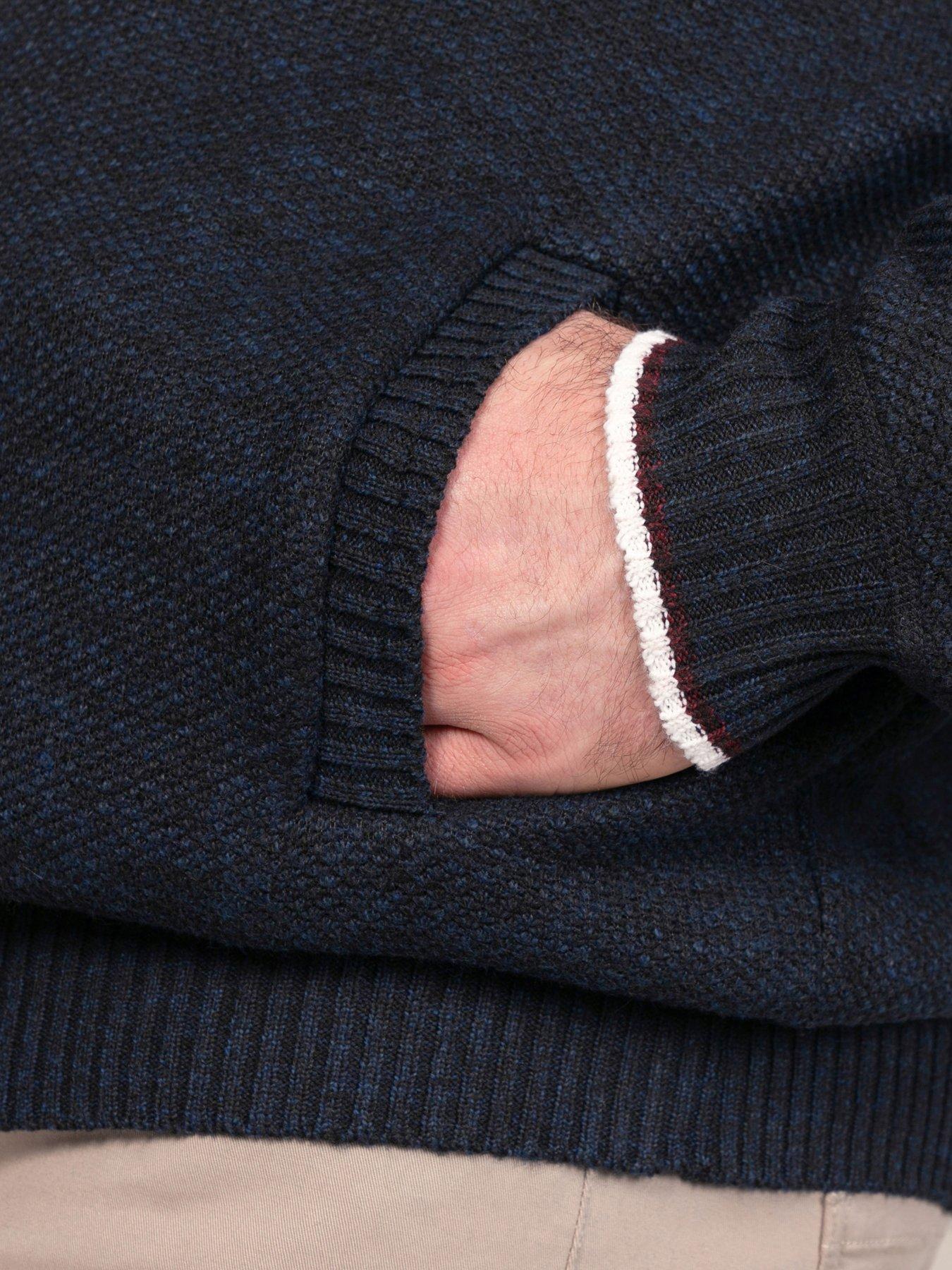 Image 4 of 7 of D555 Mens Big &amp; Tall Zip Through Bonded Lining Pockets Sweater - Navy