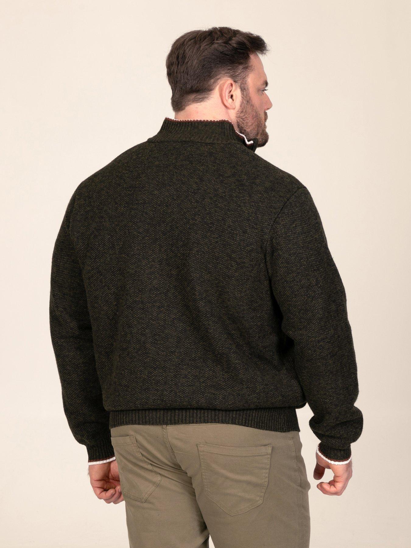 Image 2 of 7 of D555 Mens Bonded Lining Zip Through Knitted Jumper - Khaki