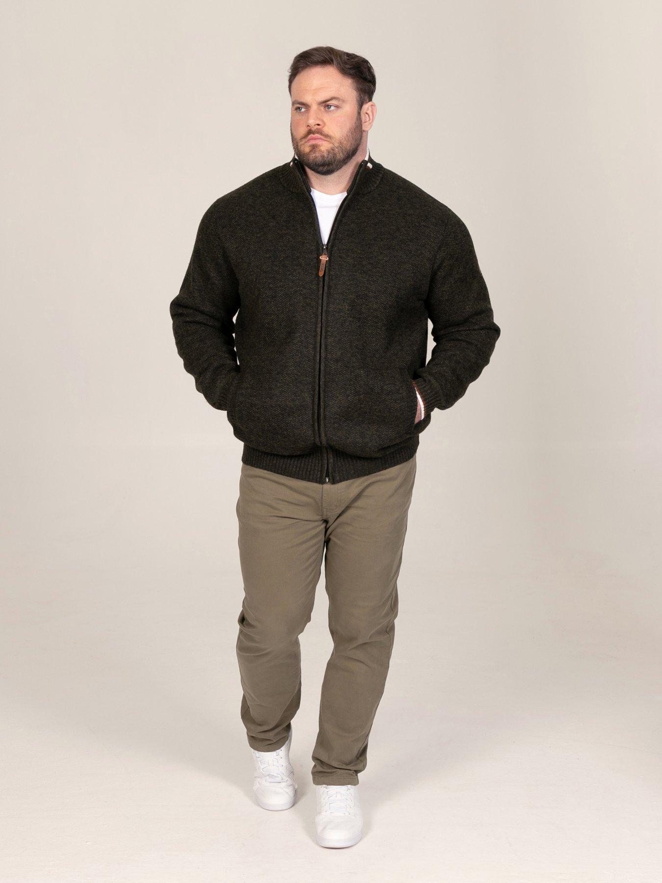Image 3 of 7 of D555 Mens Bonded Lining Zip Through Knitted Jumper - Khaki