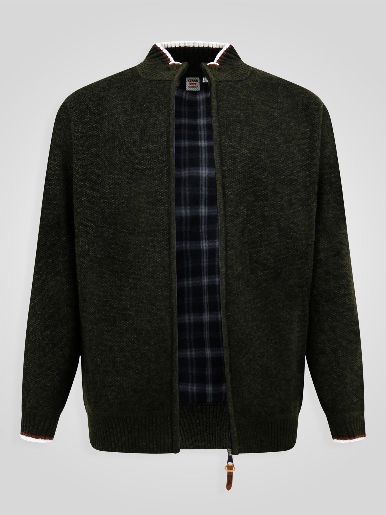 Image 7 of 7 of D555 Mens Bonded Lining Zip Through Knitted Jumper - Khaki