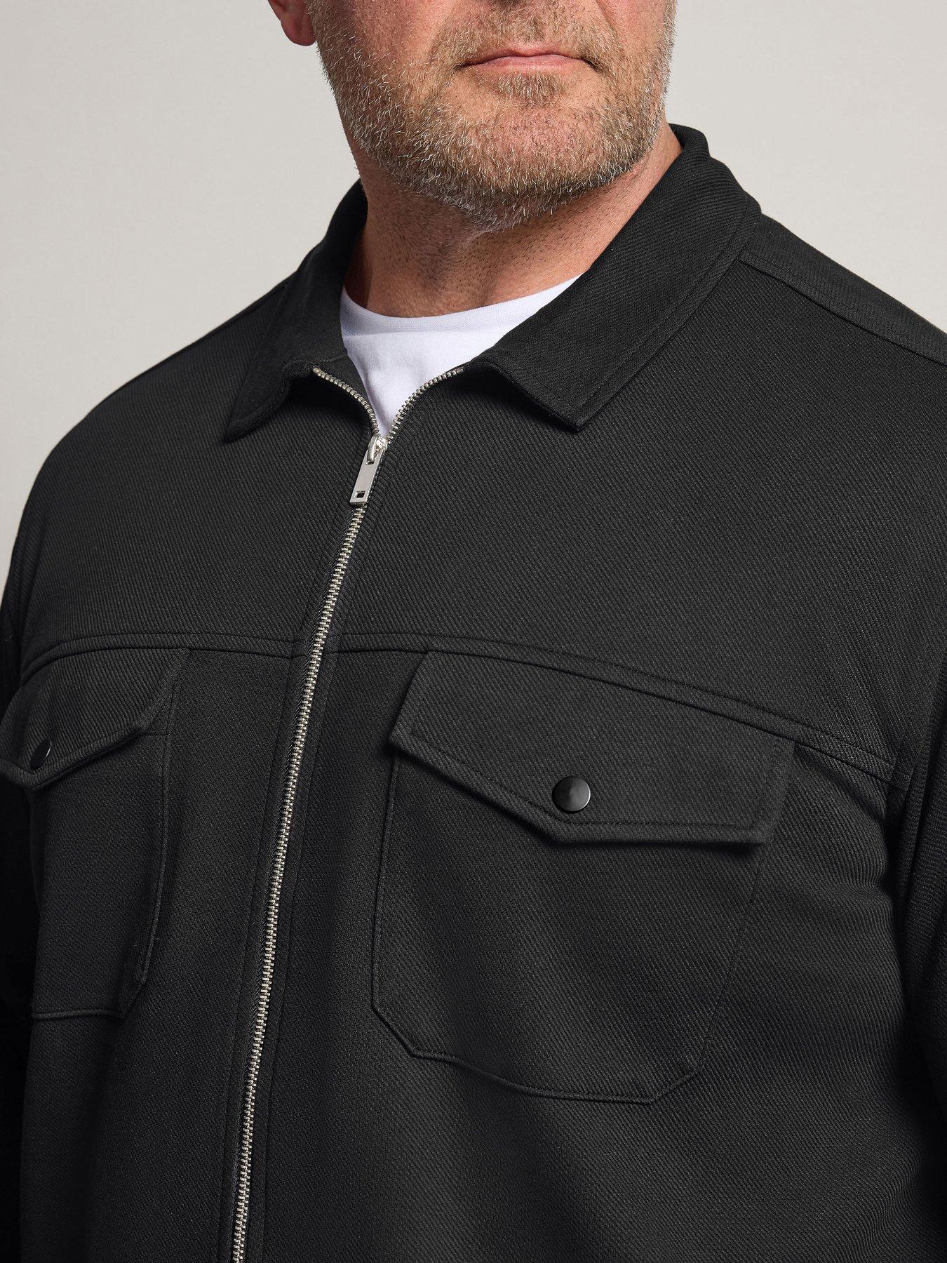 Image 4 of 4 of BadRhino Mens Big &amp; Tall Textured Zip Through Jacket - Black