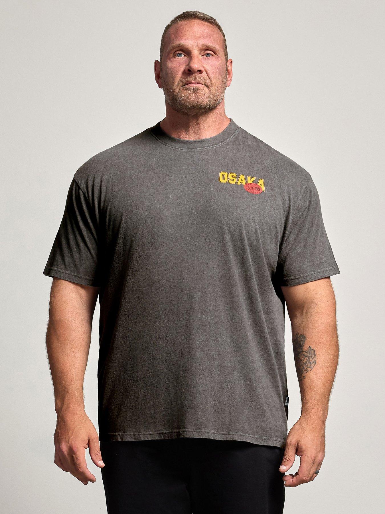 Image 1 of 4 of BadRhino Mens Big &amp; Tall Osaka Acid Wash T-Shirt - Grey
