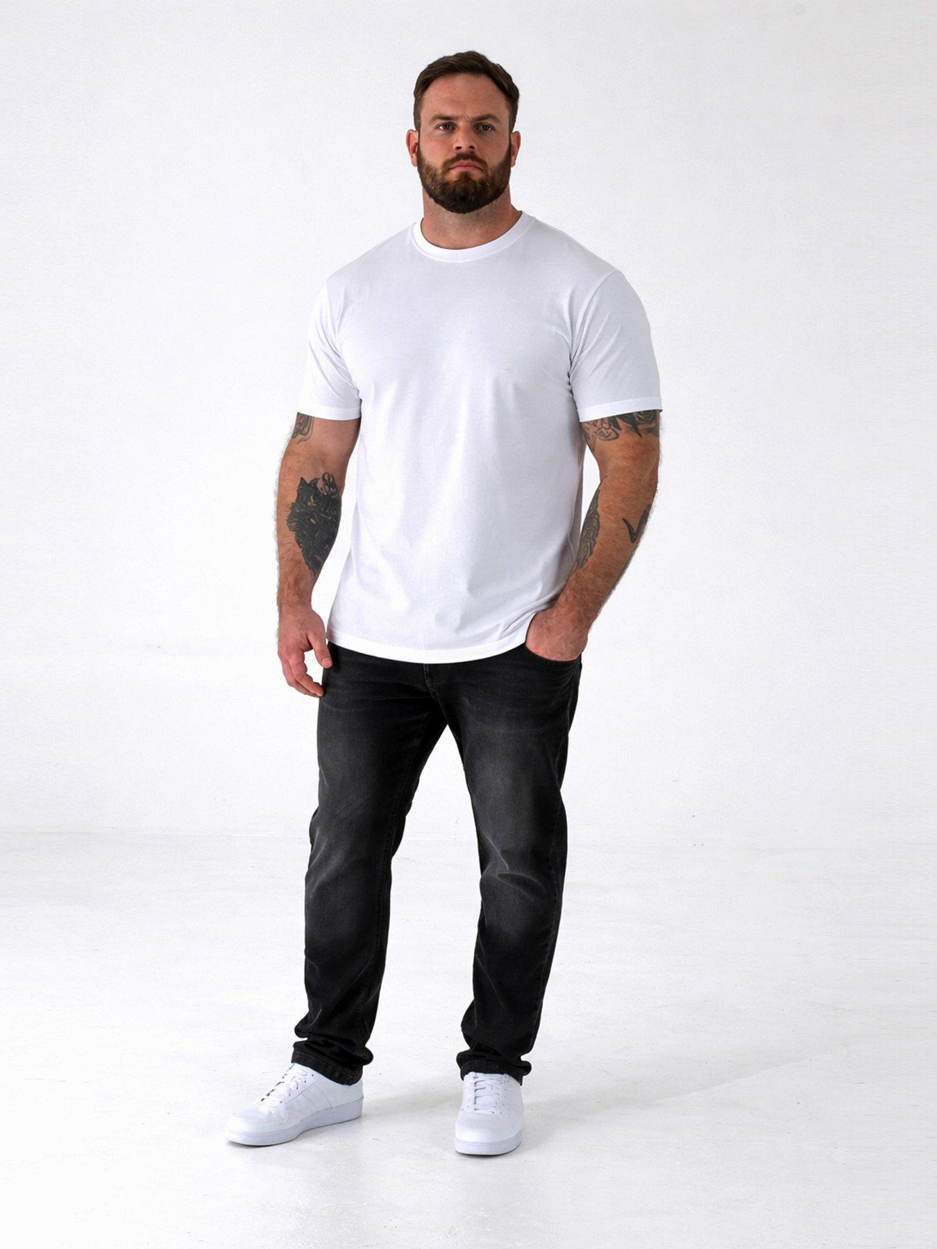 Image 2 of 3 of D555 Mens 5 Pack Combed Cotton Sweatshirt Neck T-Shirts - White