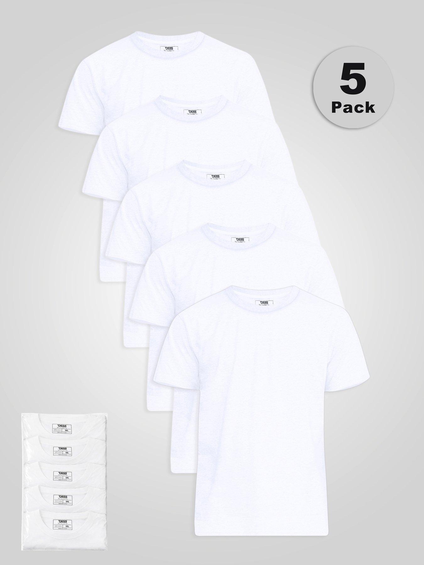 Image 3 of 3 of D555 Mens 5 Pack Combed Cotton Sweatshirt Neck T-Shirts - White
