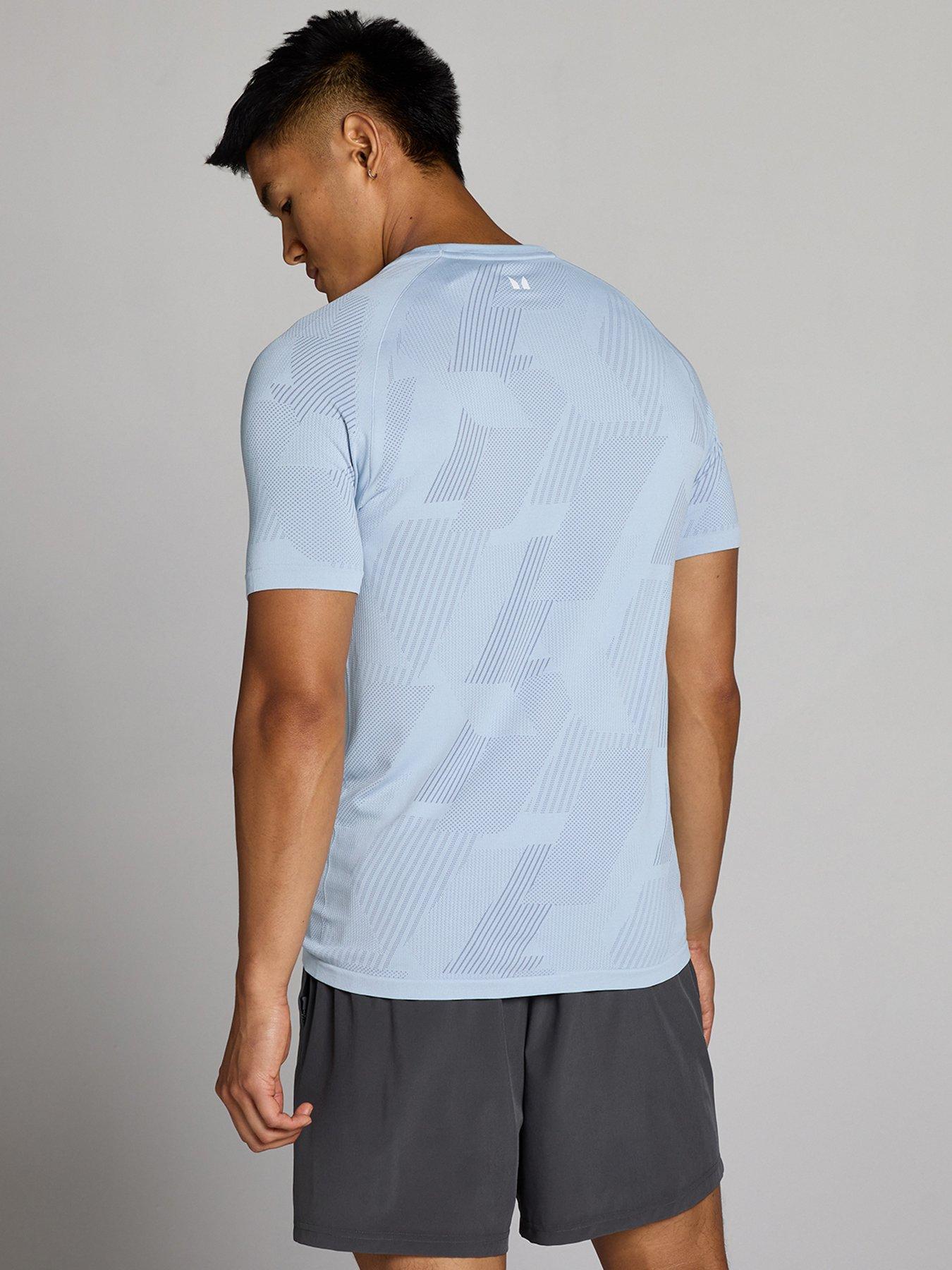 Image 2 of 4 of Myprotein Mens Training Tempo Pillar Graphic Seamless T-shirt - Blue