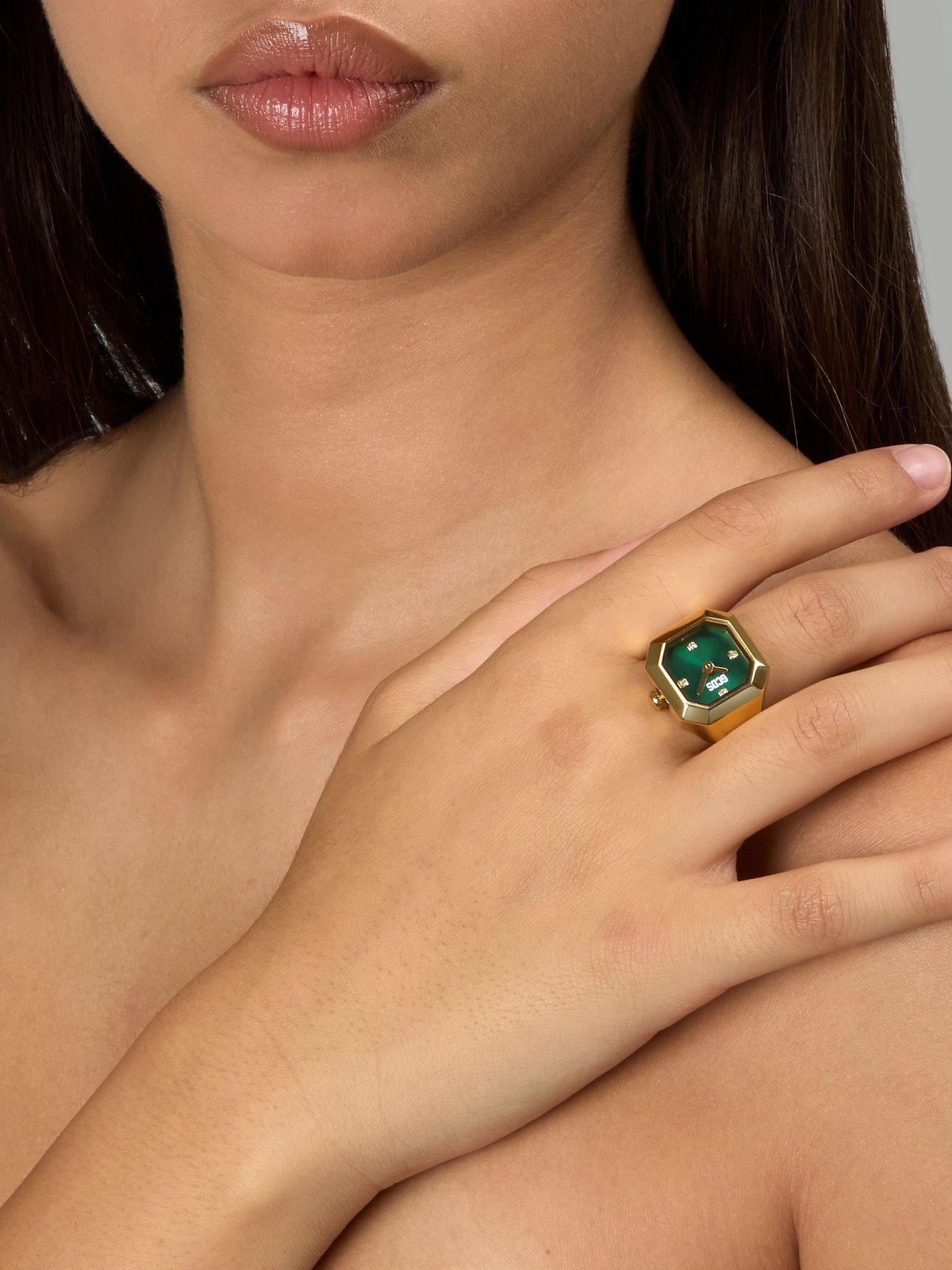 Image 4 of 7 of GCDS Milano Ring O'Clock Green Dial Watch Ring