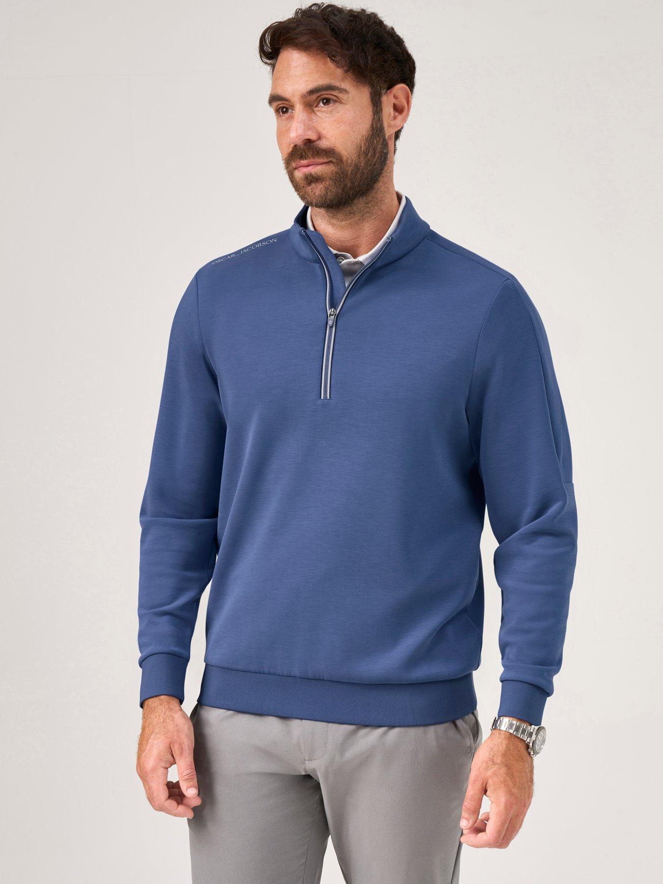 Image 1 of 4 of Oscar Jacobson Mens Golf Drew Mid Layer - Blue