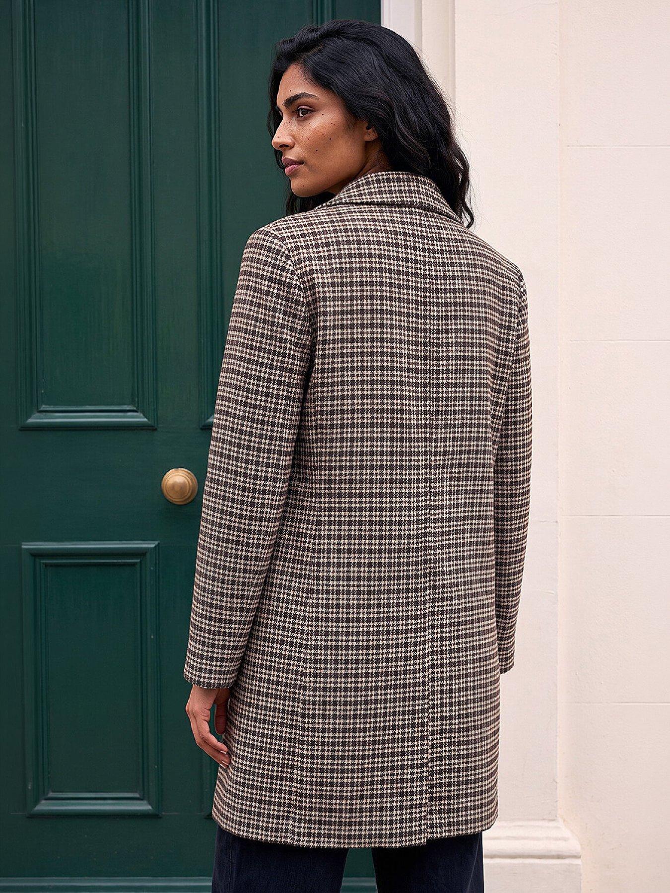 Image 2 of 4 of Roman Womens Cosy Check Double Breasted Tailored Car Coat - Multi