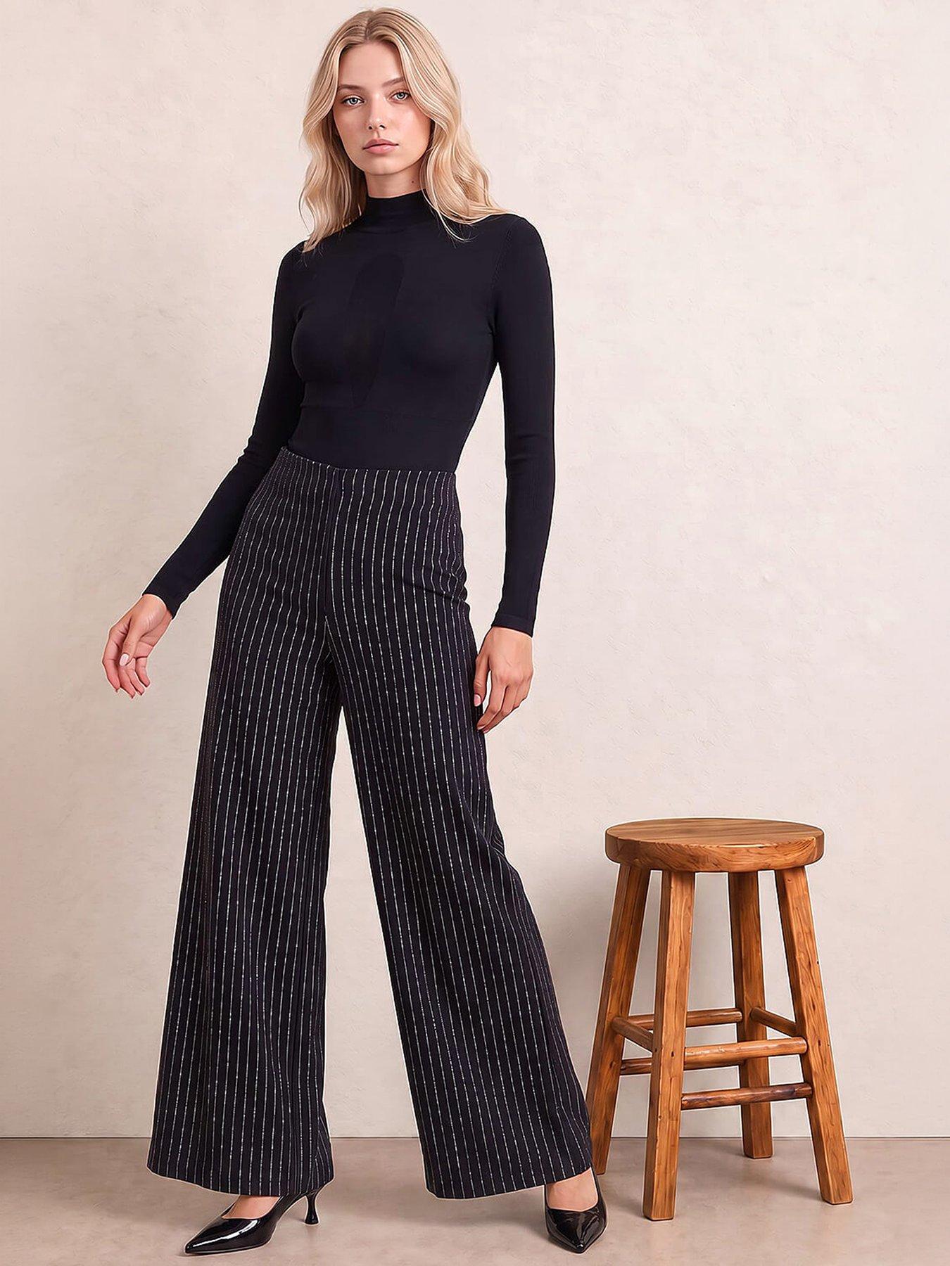 Image 4 of 4 of Roman Petite Stripe Stretch Trouser