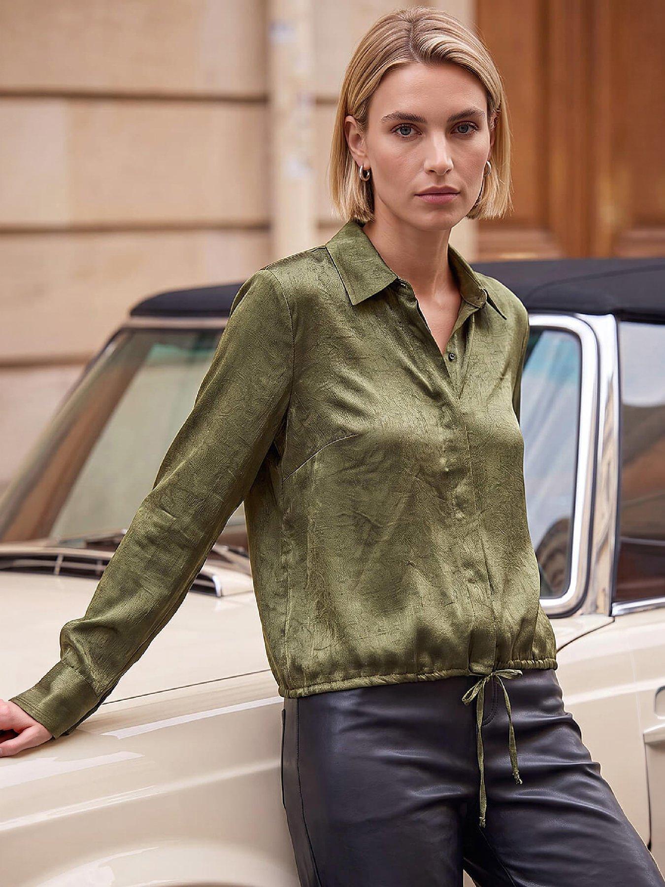 Image 1 of 4 of Roman Satin Tie Hem Shirt