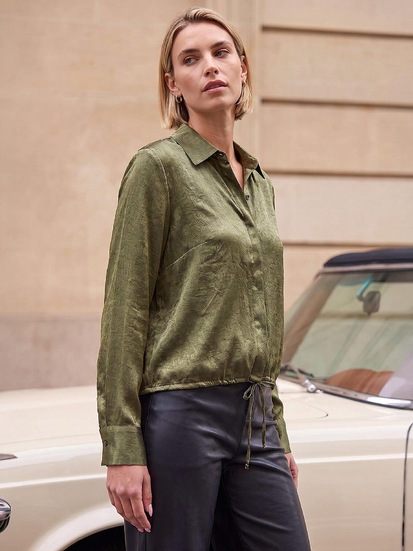 Image 3 of 4 of Roman Satin Tie Hem Shirt