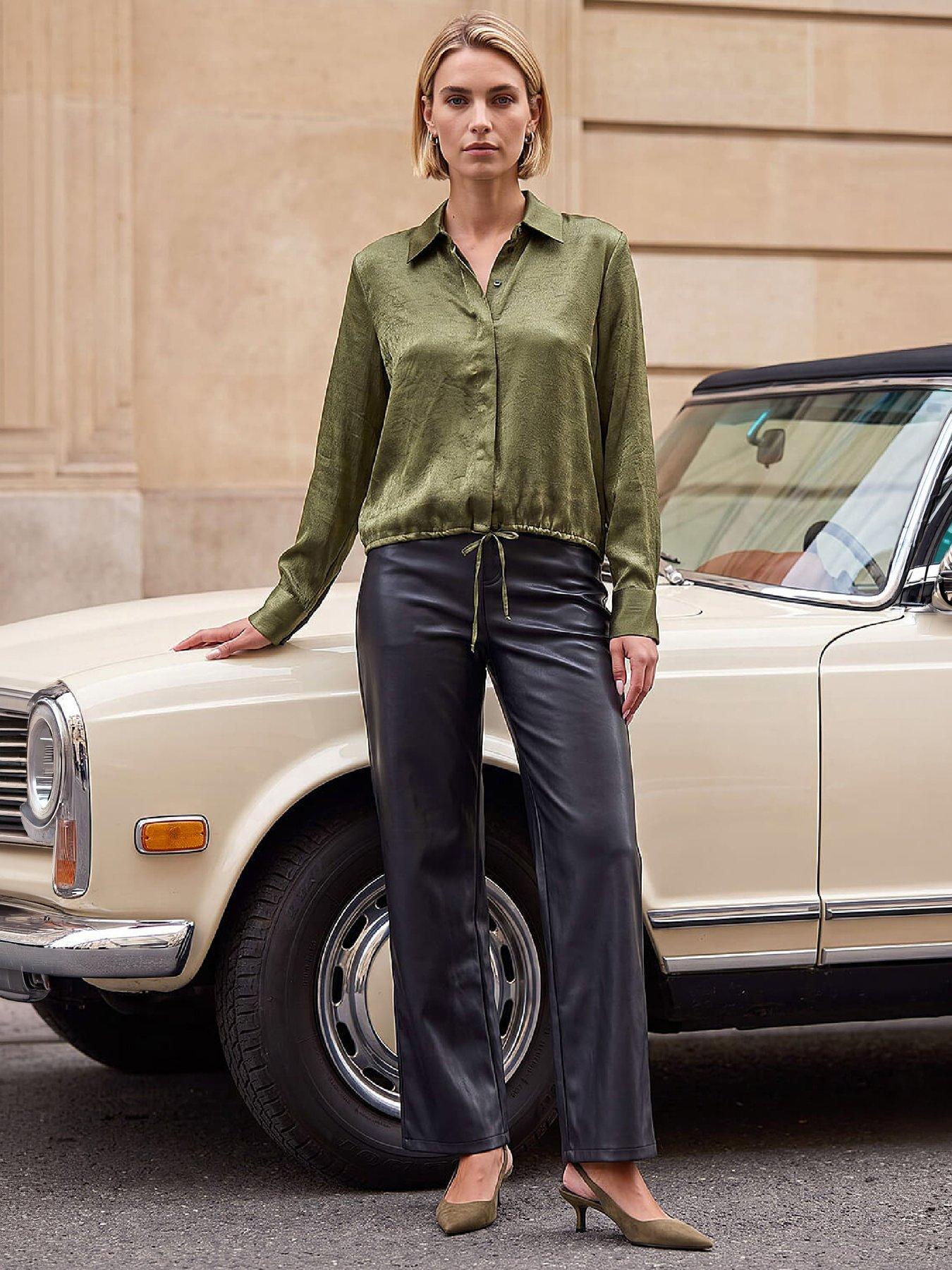 Image 4 of 4 of Roman Satin Tie Hem Shirt