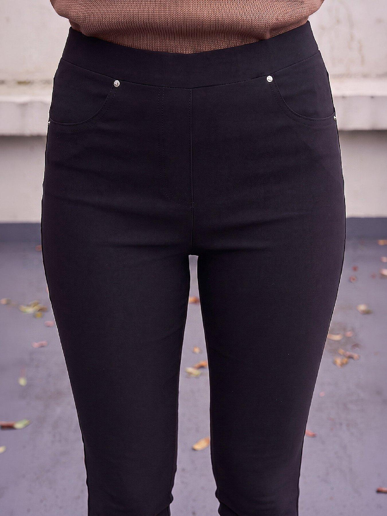Image 2 of 4 of Roman Womens Fleece Lined Slim Stretch Jeans - Black