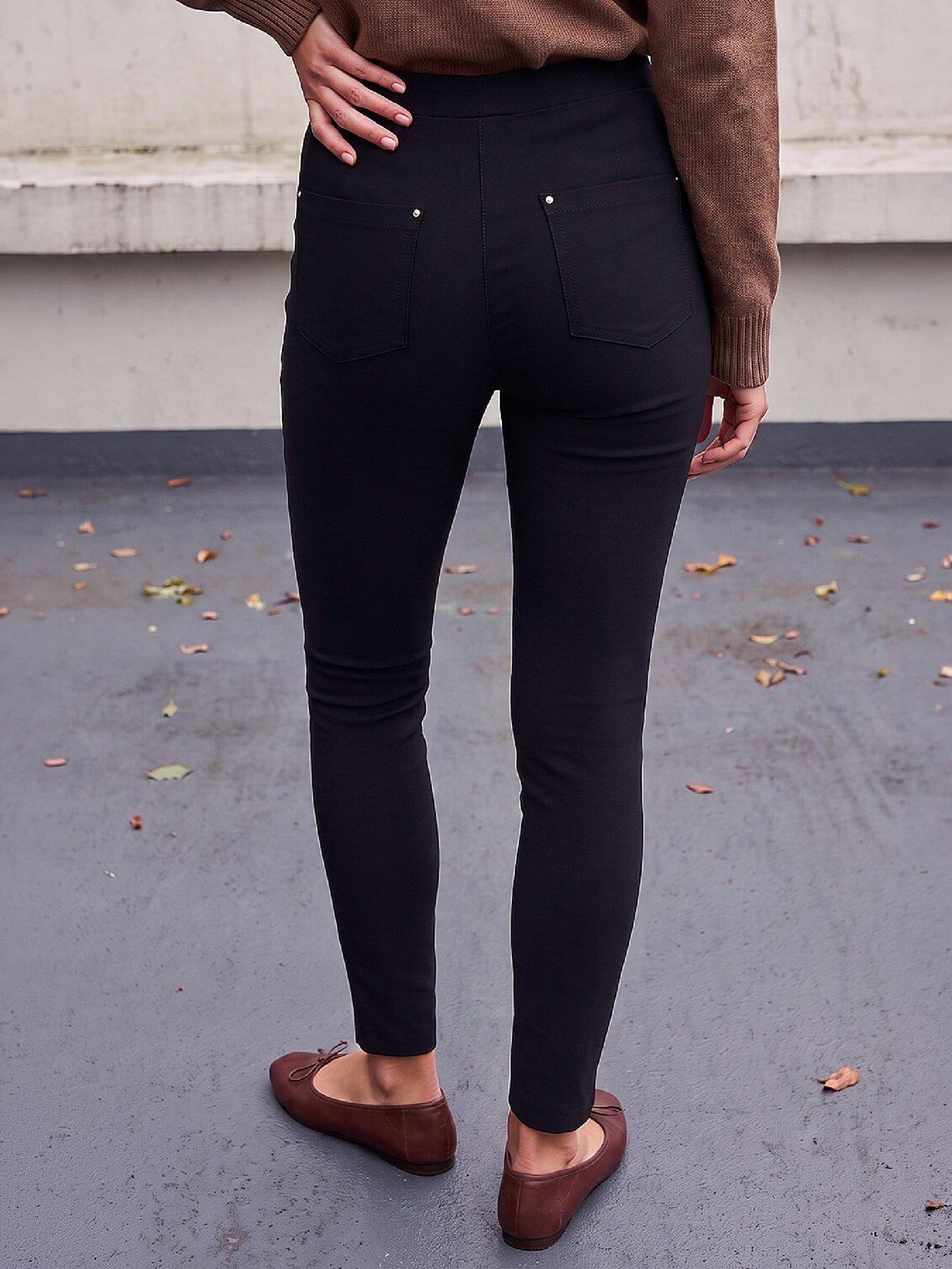 Image 3 of 4 of Roman Womens Fleece Lined Slim Stretch Jeans - Black