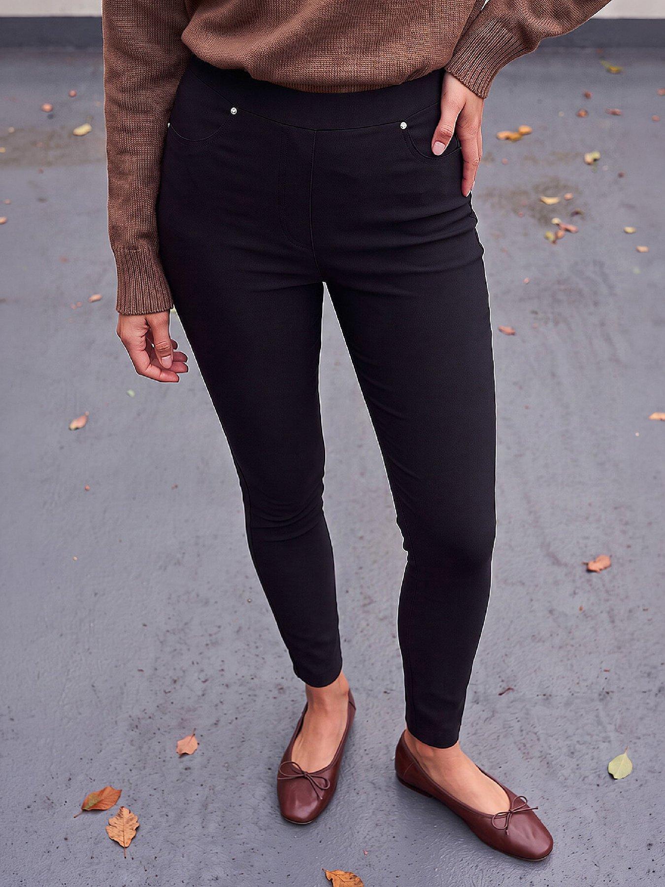 Image 4 of 4 of Roman Womens Fleece Lined Slim Stretch Jeans - Black
