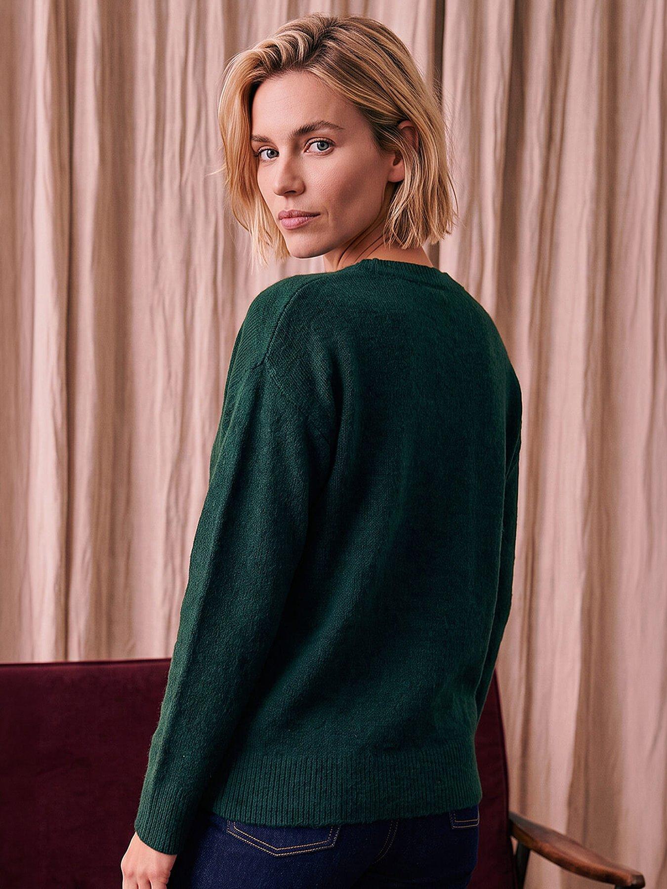 Image 3 of 4 of Roman Womens Sparkle Sequin Xmas Tree Jumper - Green