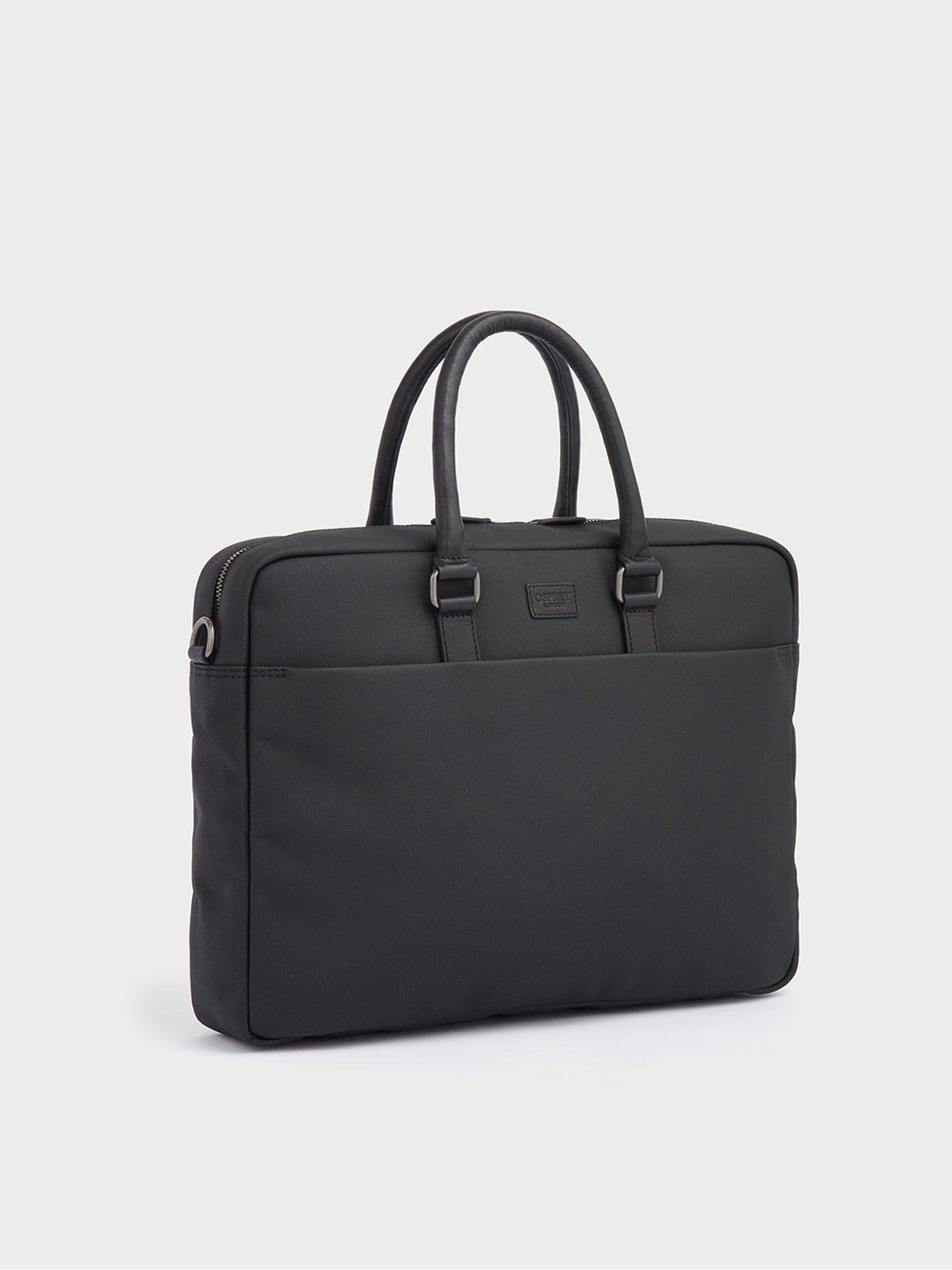 Image 2 of 6 of Osprey London The Grantham Waxed Canvas &amp; Leather Laptop Bag - Black