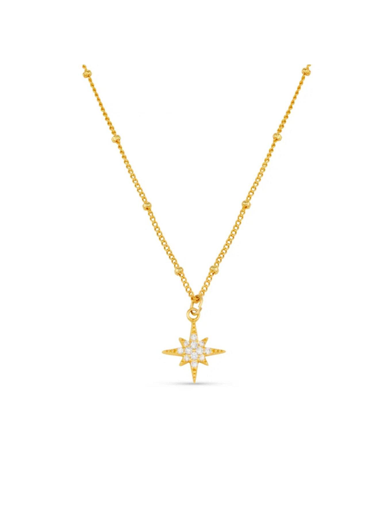 Image 4 of 4 of Orelia Pave Starburst Pave Satellite Chain Necklace - Gold