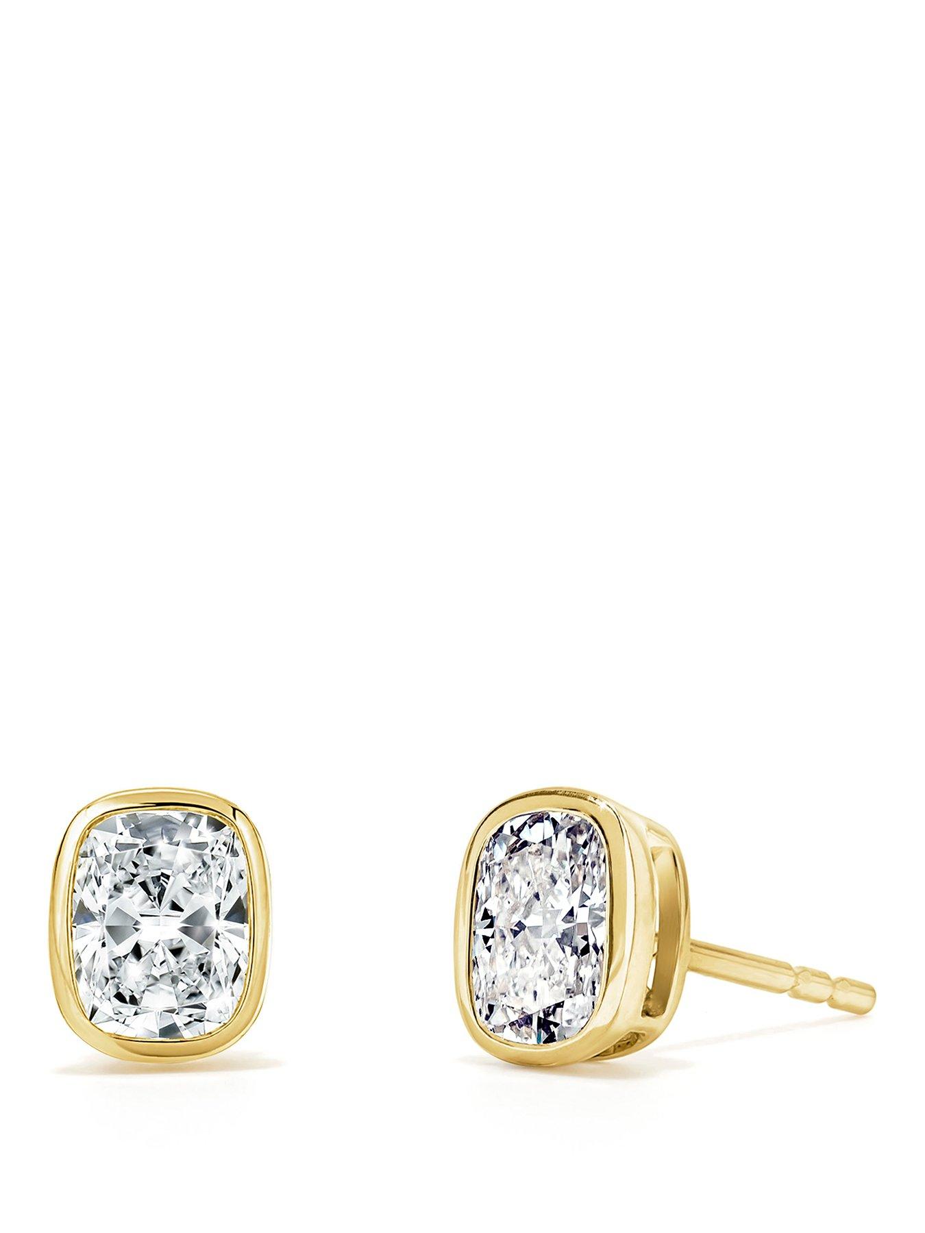 Image 1 of 3 of Created Brilliance Iris Lab Grown Diamond Stud Earrings - Gold