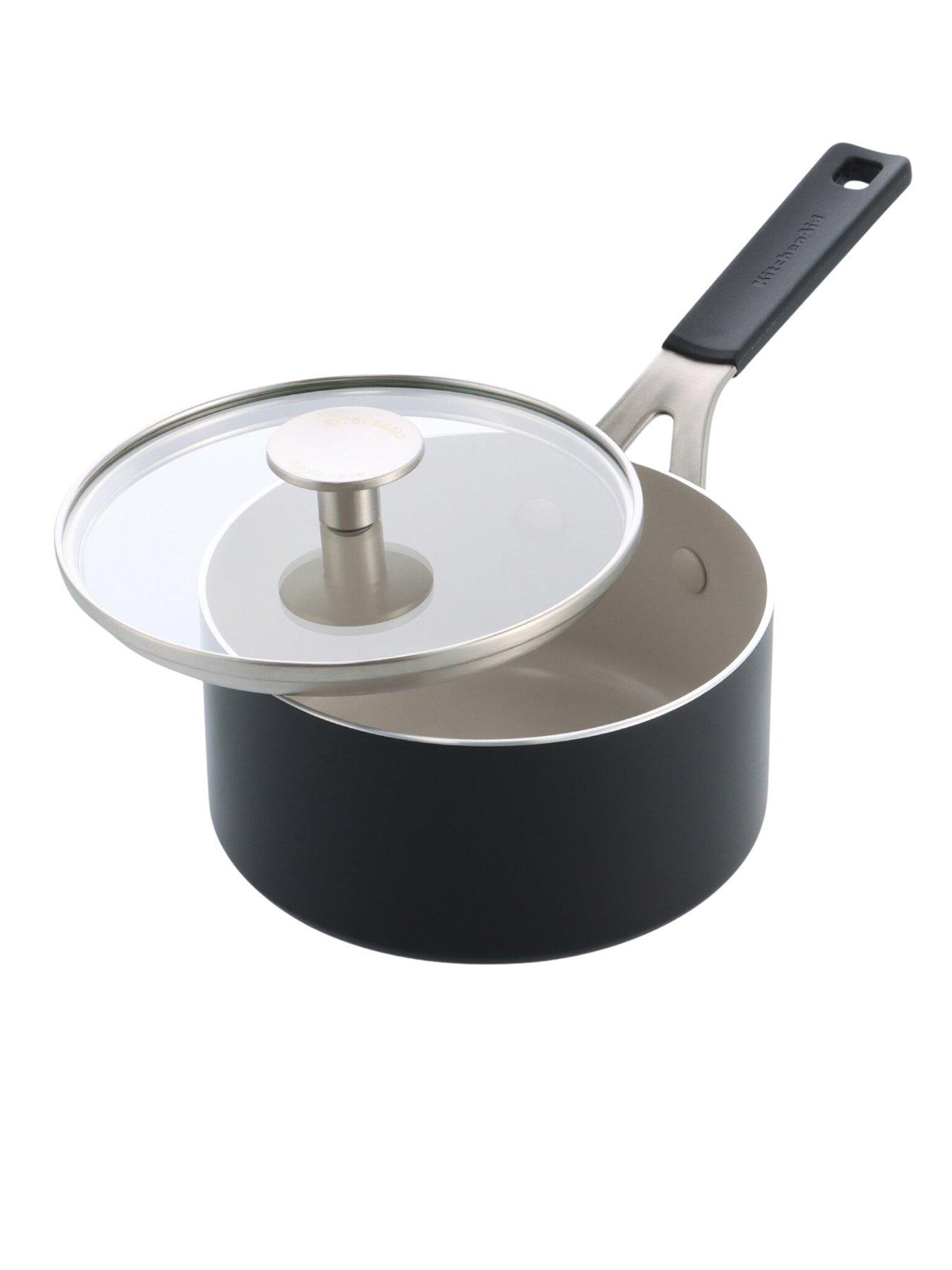 Image 1 of 5 of KitchenAid Coloured Aluminum Saucepan With Lid 16cm / 1.58l - Matte Black