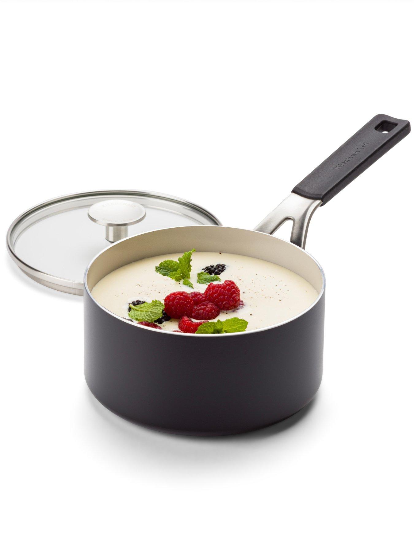 Image 3 of 5 of KitchenAid Coloured Aluminum Saucepan With Lid 16cm / 1.58l - Matte Black