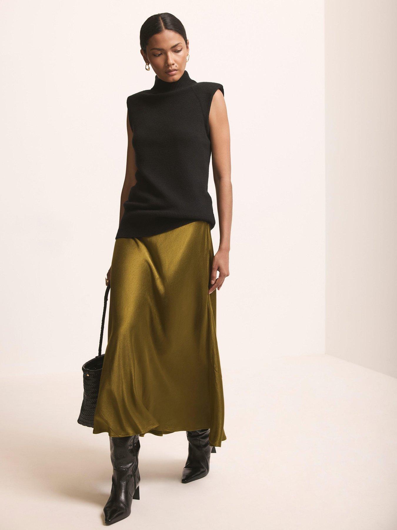 Image 2 of 6 of Mint Velvet Womens Shoulder Pad High Neck Sleeveless Top - Black