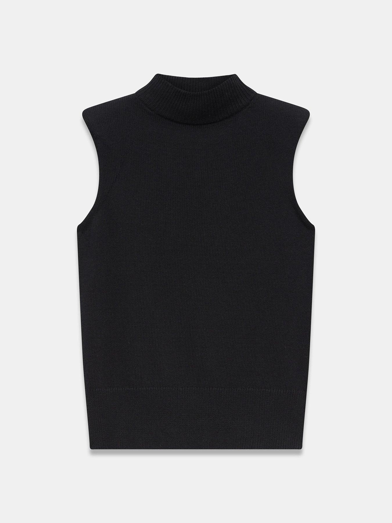Image 5 of 6 of Mint Velvet Womens Shoulder Pad High Neck Sleeveless Top - Black