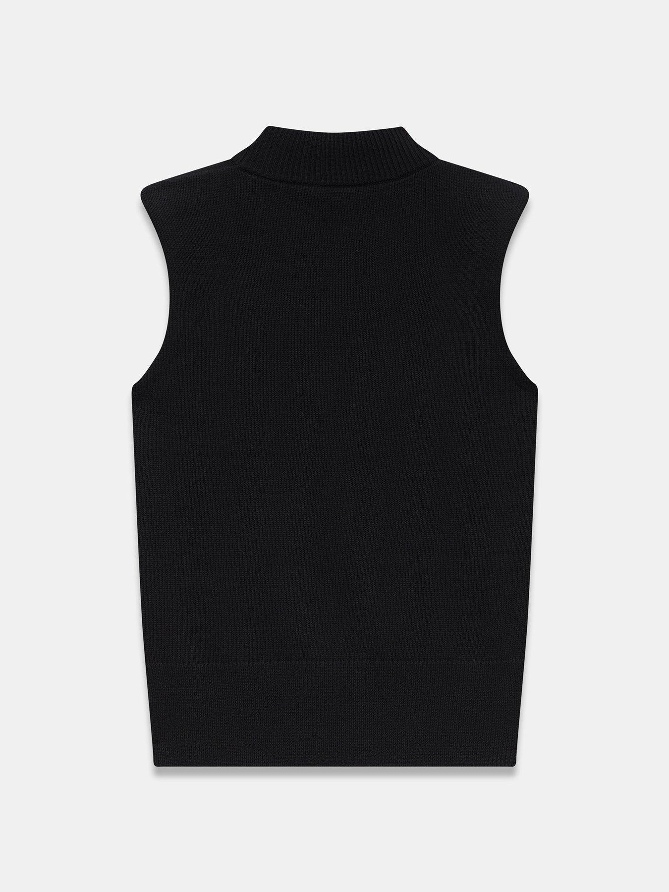 Image 6 of 6 of Mint Velvet Womens Shoulder Pad High Neck Sleeveless Top - Black