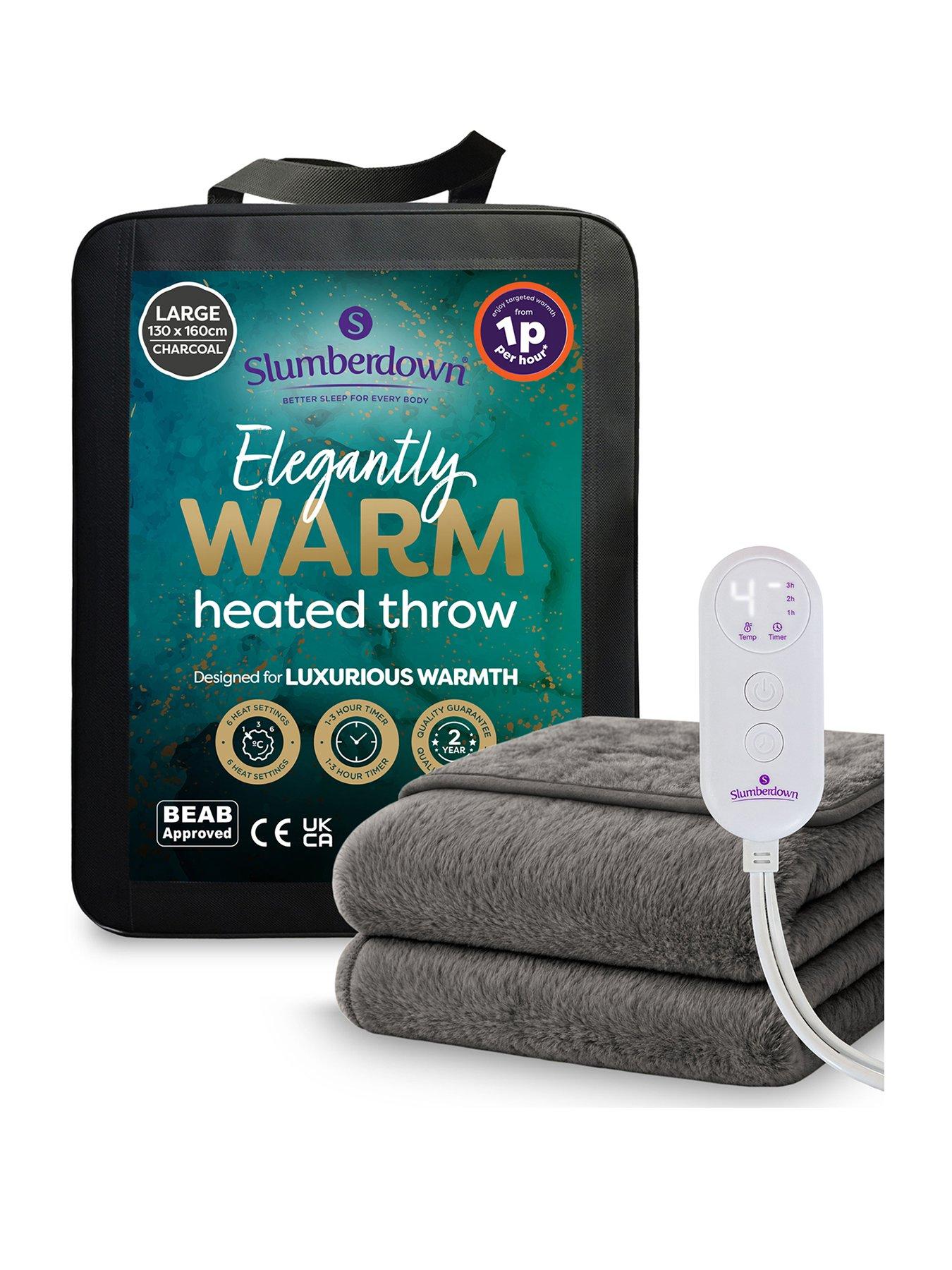 Image 1 of 6 of Slumberdown Elegantly Warm Luxury Heated Throw, Dark Charcoal