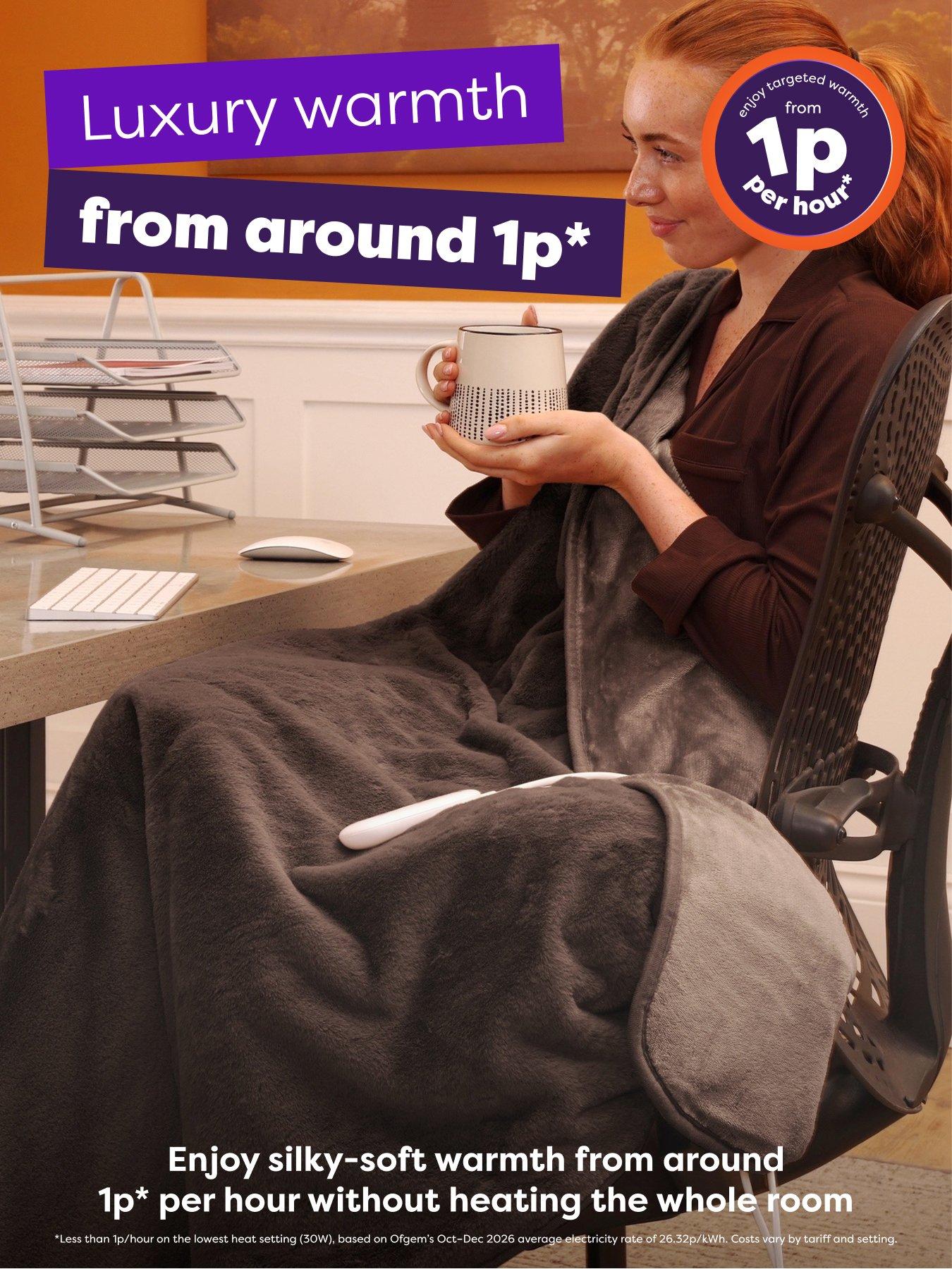 Image 2 of 6 of Slumberdown Elegantly Warm Luxury Heated Throw, Dark Charcoal
