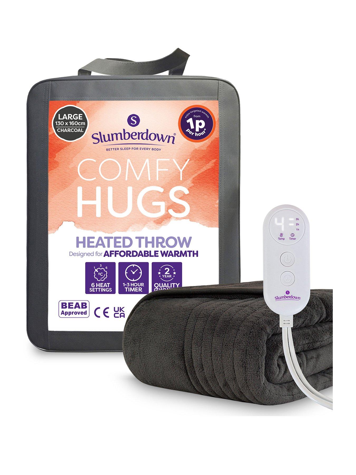 Image 1 of 6 of Slumberdown Comfy Hugs Heated Throw, Charcoal Grey