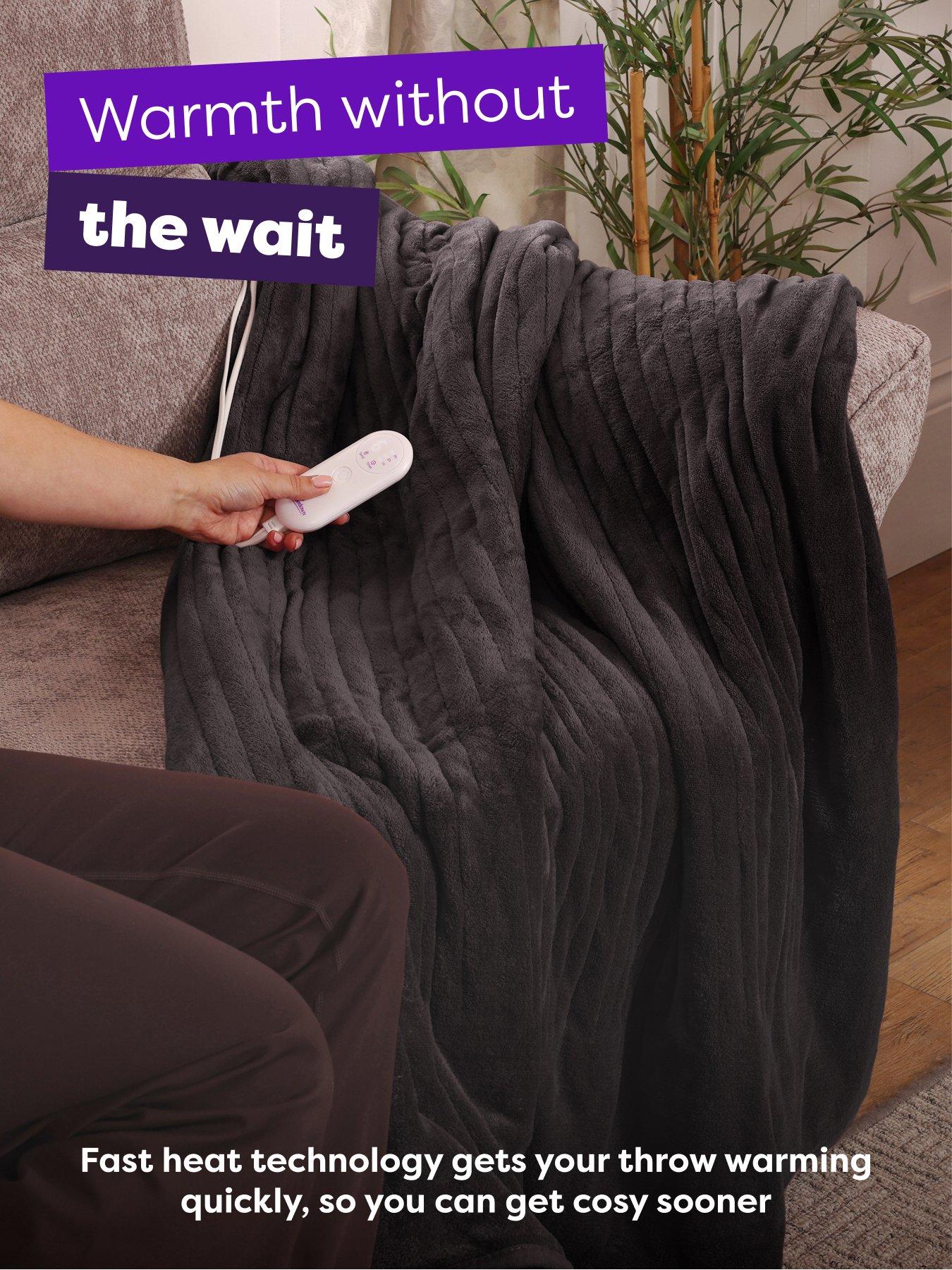 Image 3 of 6 of Slumberdown Comfy Hugs Heated Throw, Charcoal Grey
