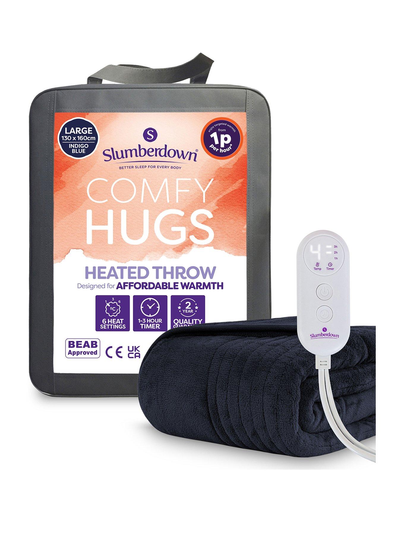 Image 1 of 6 of Slumberdown Comfy Hugs Heated Throw, Indigo Blue