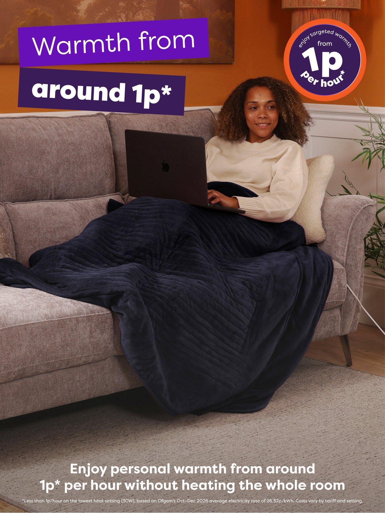 Image 2 of 6 of Slumberdown Comfy Hugs Heated Throw, Indigo Blue