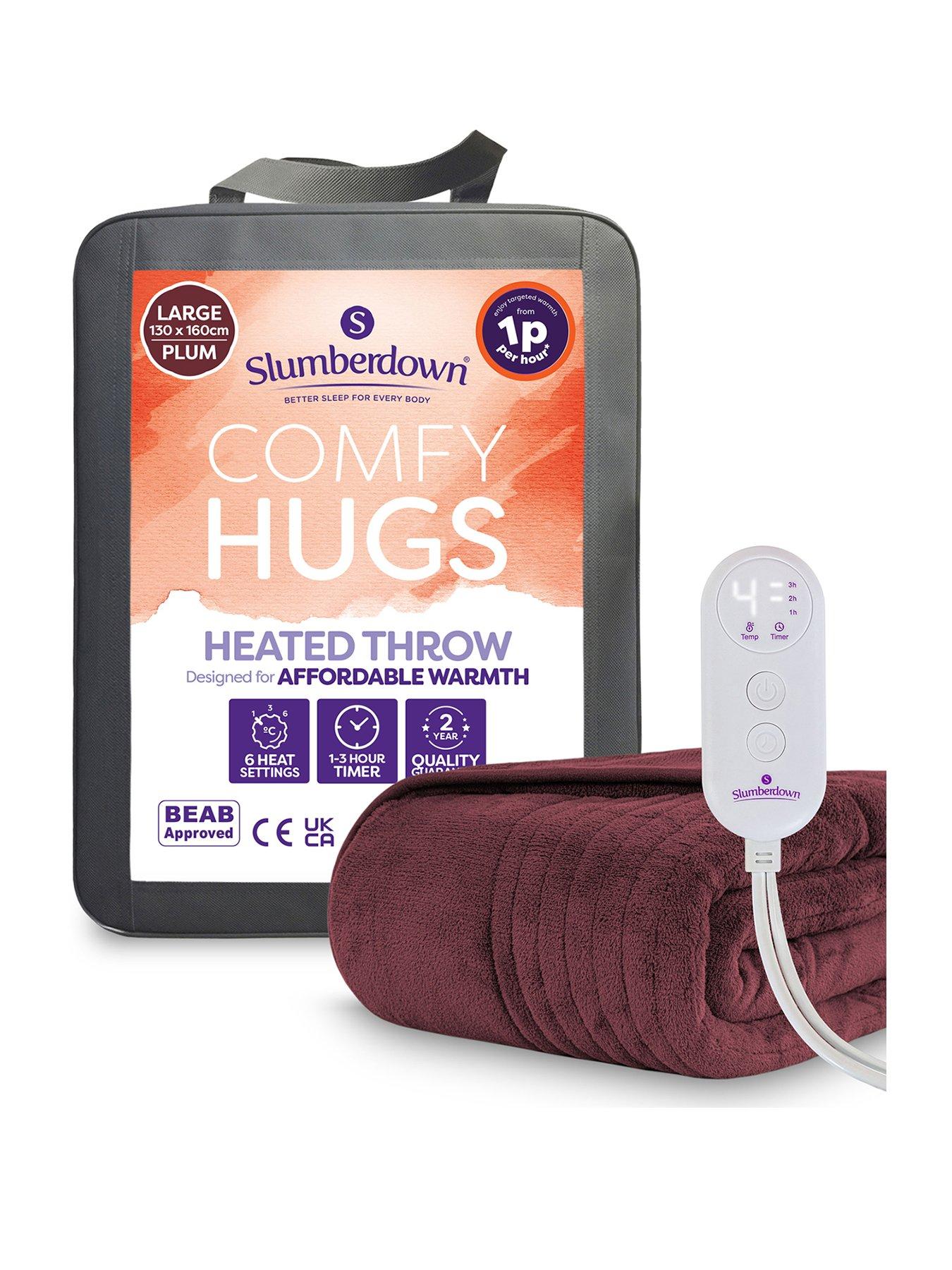 Image 1 of 6 of Slumberdown Comfy Hugs Heated Throw, Plum