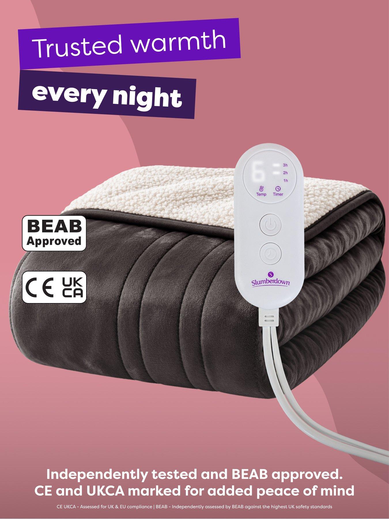 Image 6 of 6 of Slumberdown Cosy &amp; Snug Sherpa Fleece Heated Throw, Warm Charcoal/natural