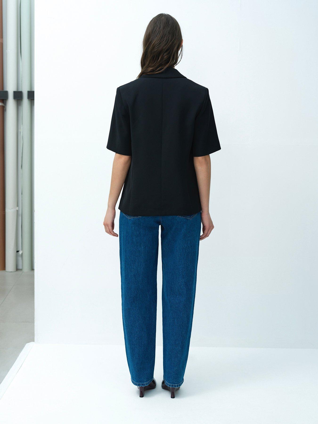 Image 3 of 4 of French Connection Short Sleeve V-neck Button Blazer