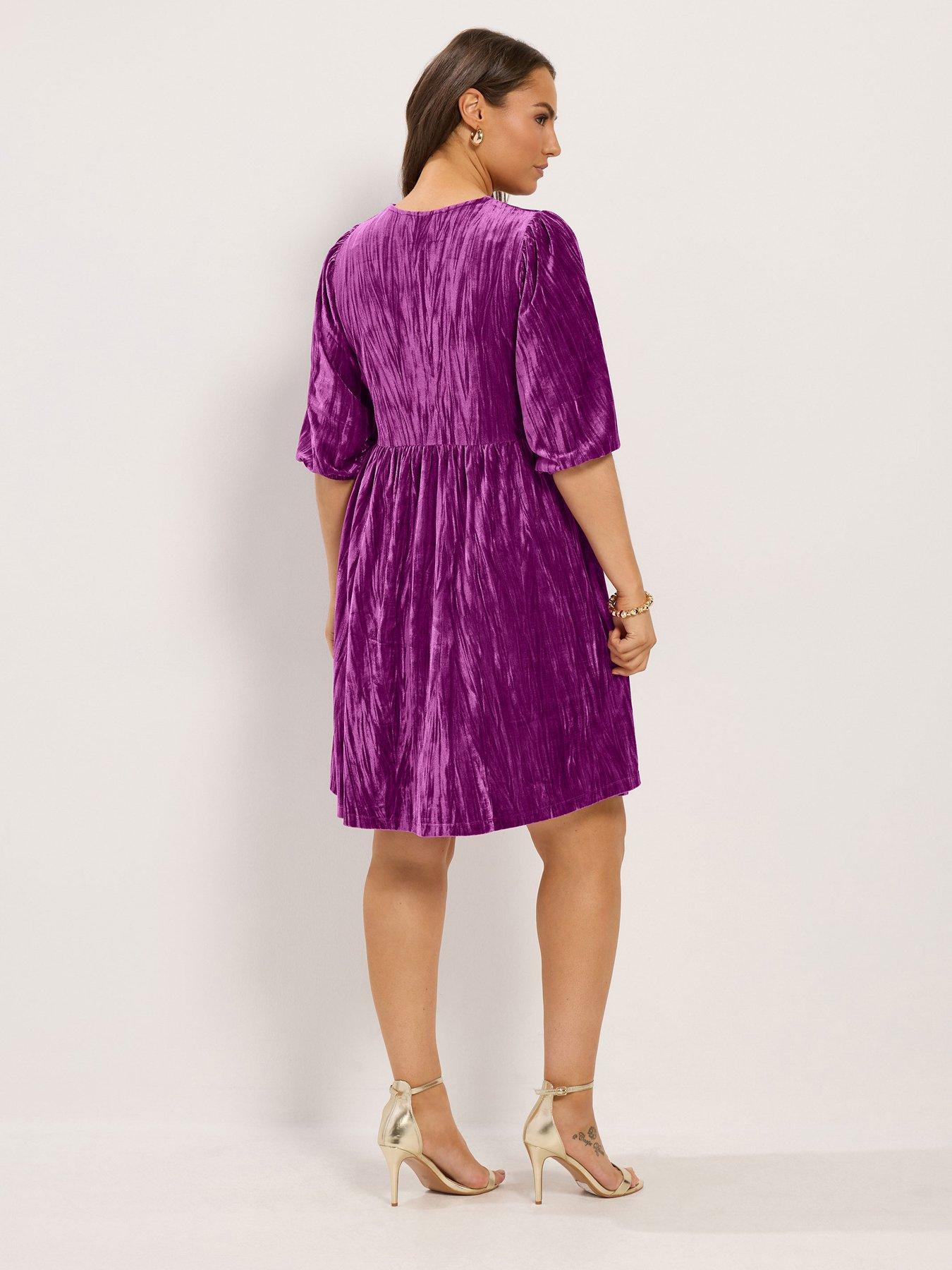 Image 2 of 4 of Yours Curve Crushed Velour Tea Dress