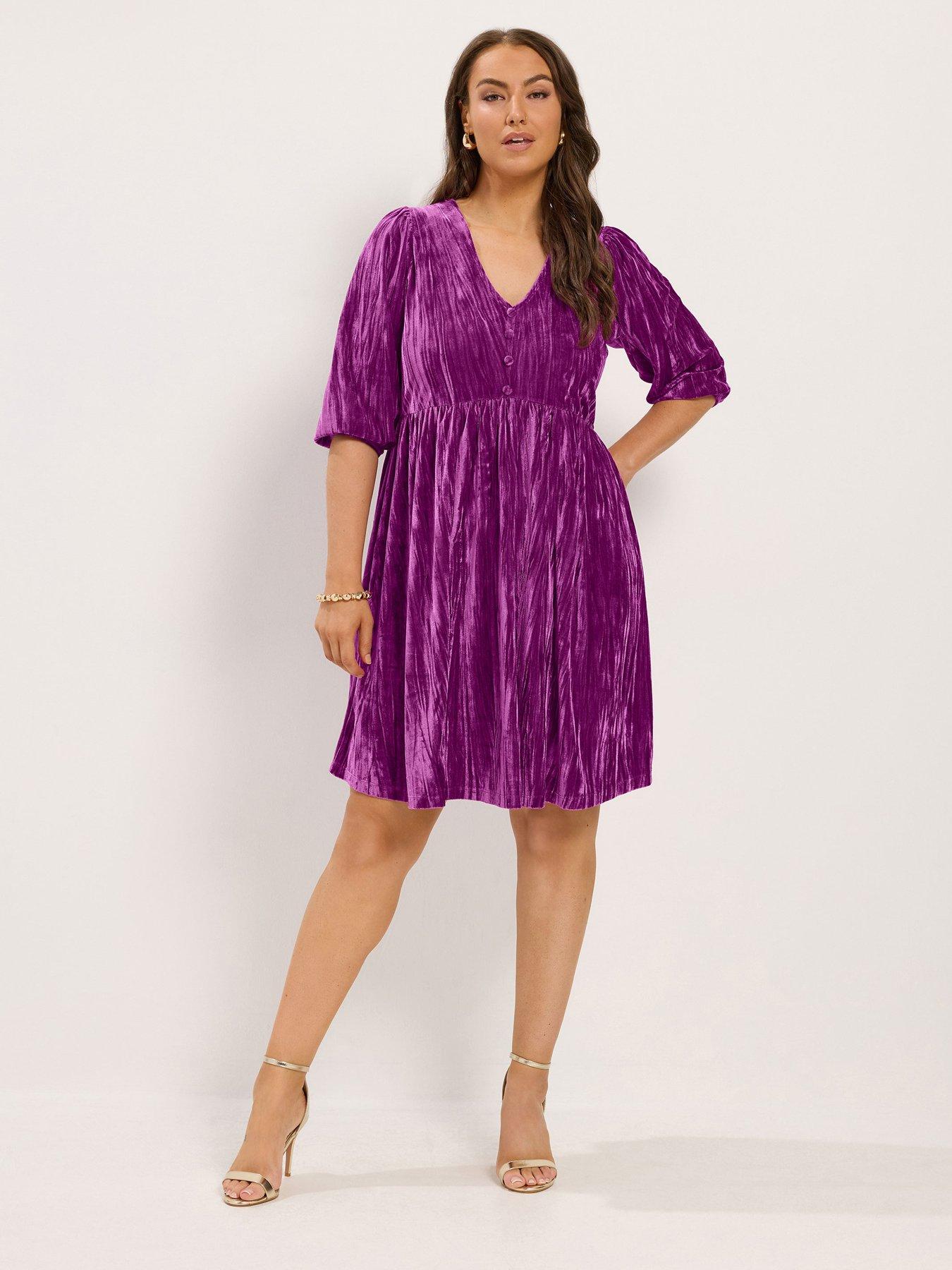 Image 3 of 4 of Yours Curve Crushed Velour Tea Dress