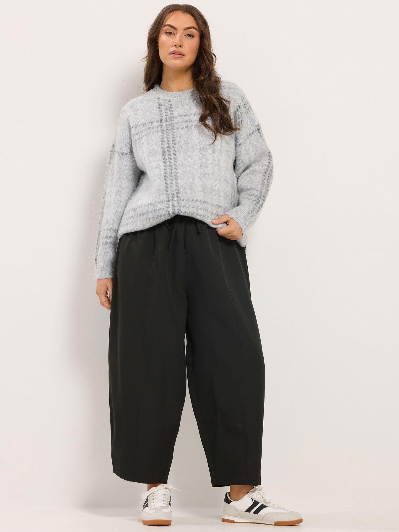 Image 3 of 4 of Yours Womens Curve Barrel 28" Leg Trousers - Black