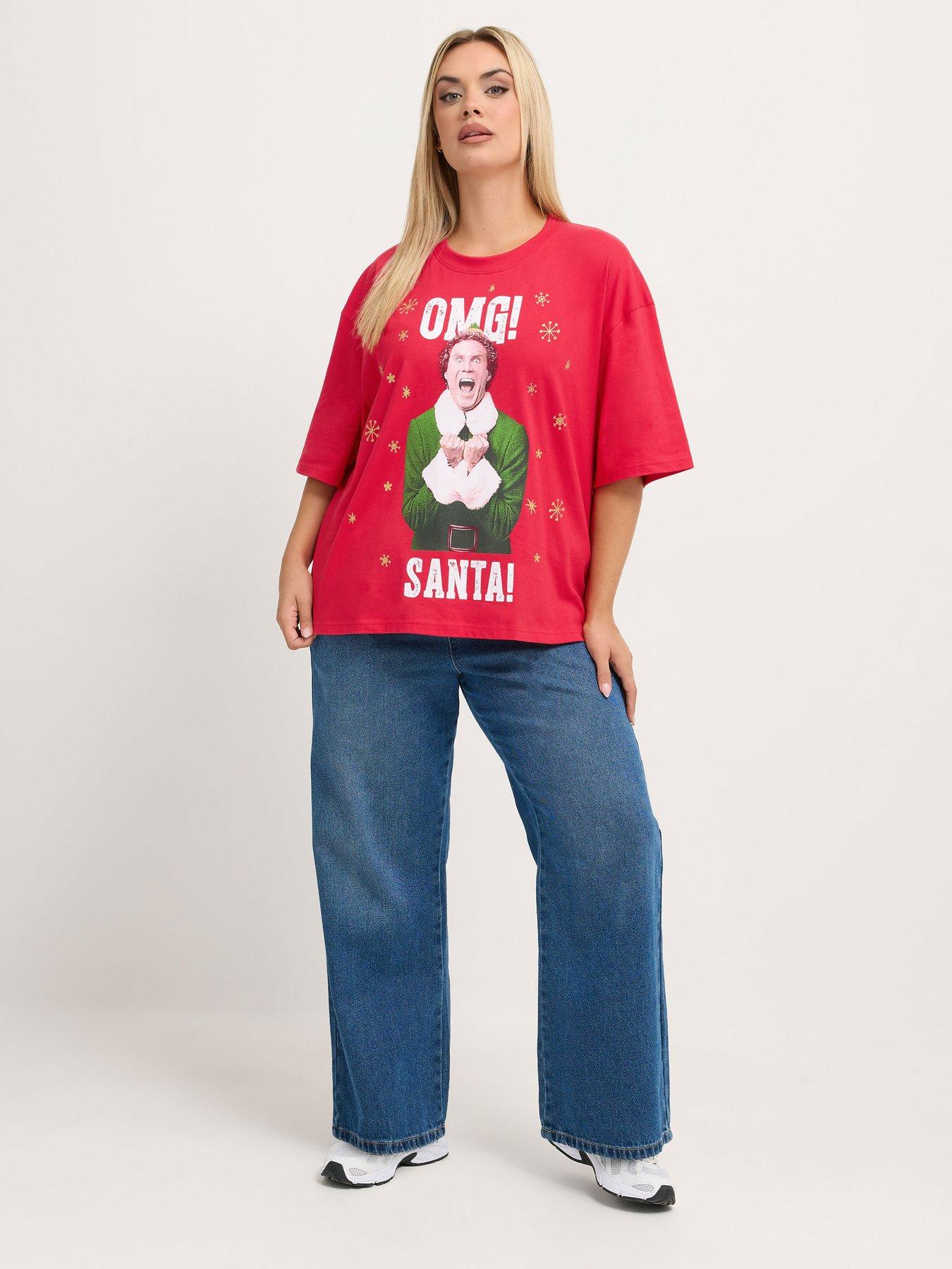 Image 3 of 4 of Yours Curve Oh My God Santa Elf Novelty T-shirt