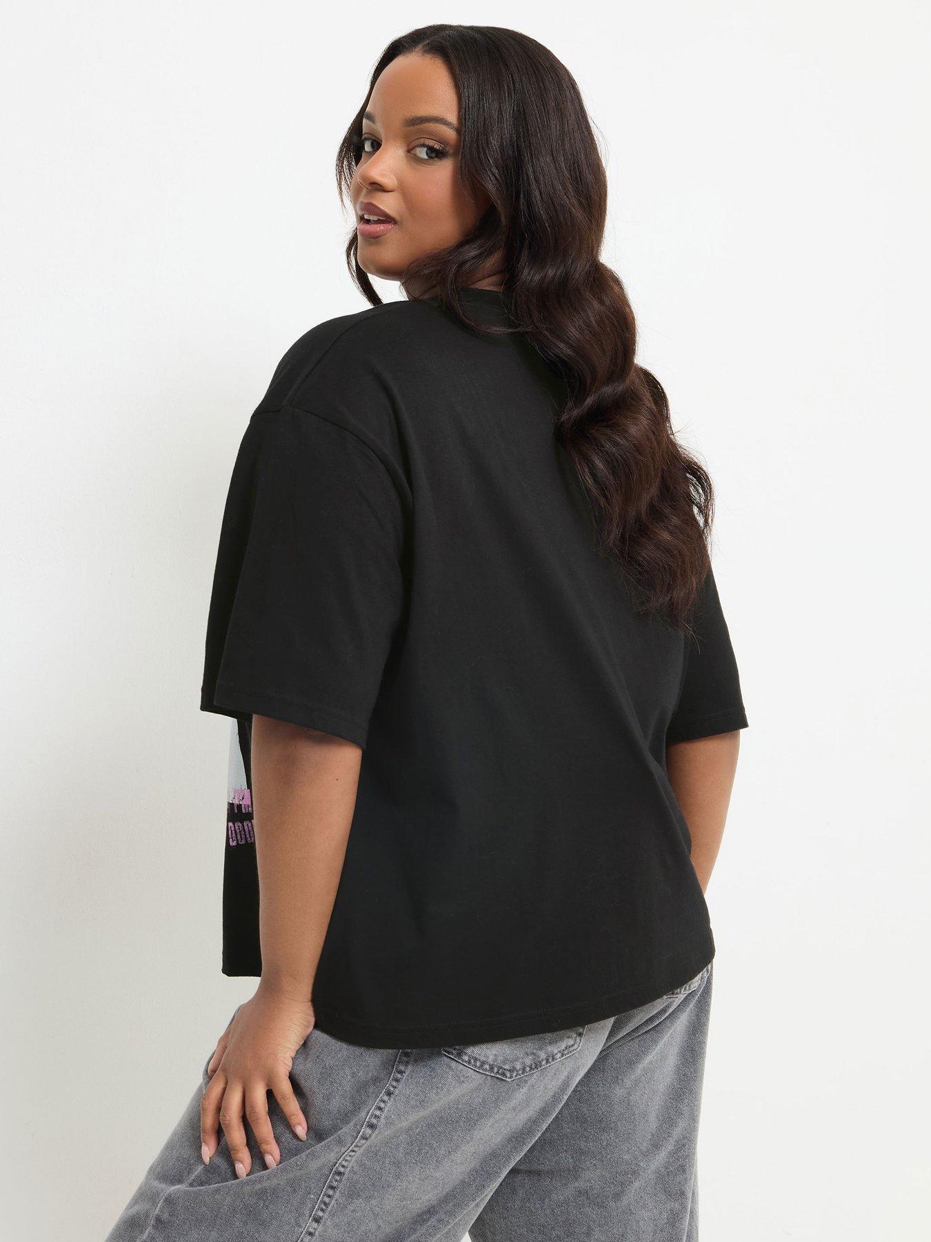 Image 2 of 4 of Yours Womens Curve Blondie Graphic Print Cotton T-Shirt - Black