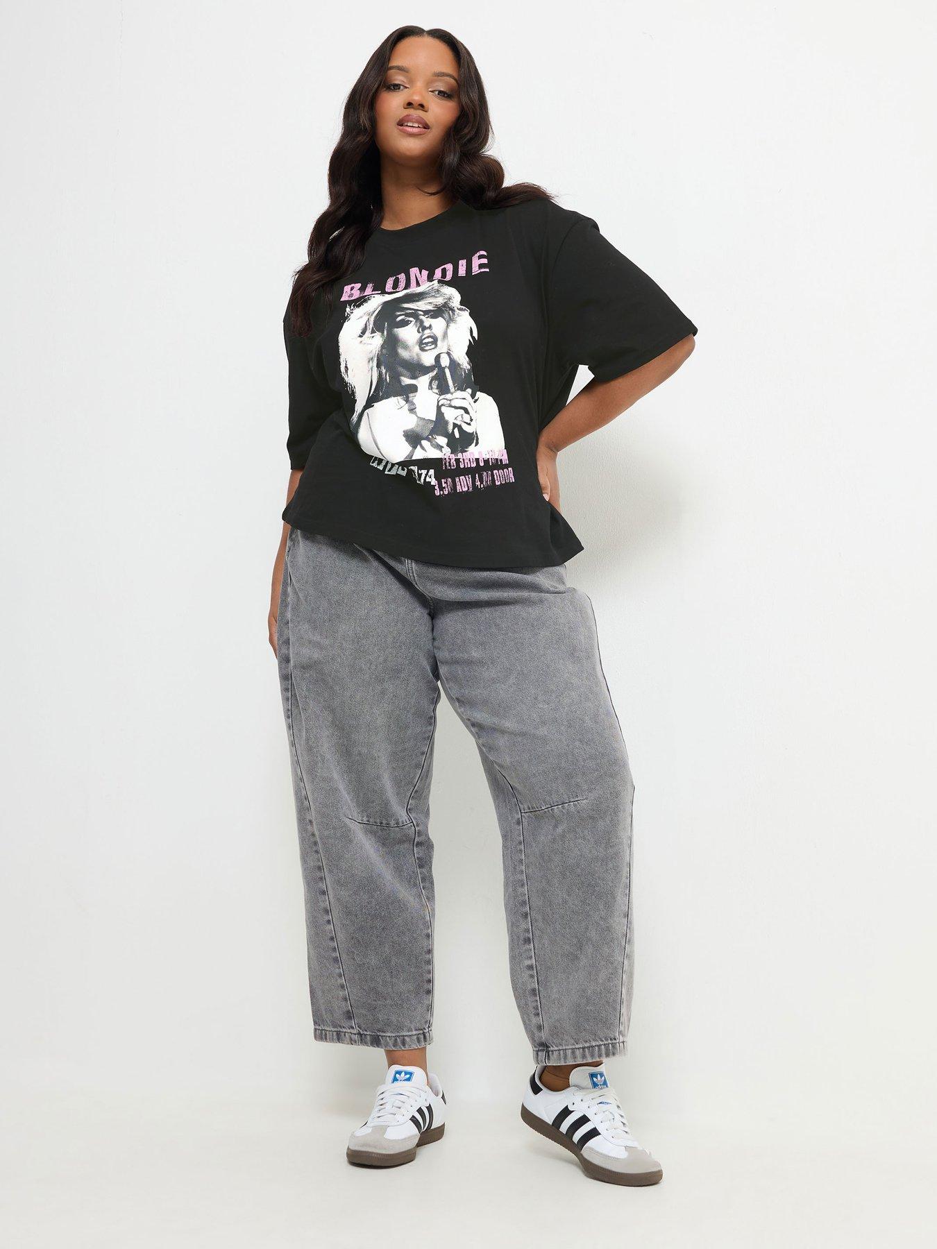 Image 3 of 4 of Yours Womens Curve Blondie Graphic Print Cotton T-Shirt - Black