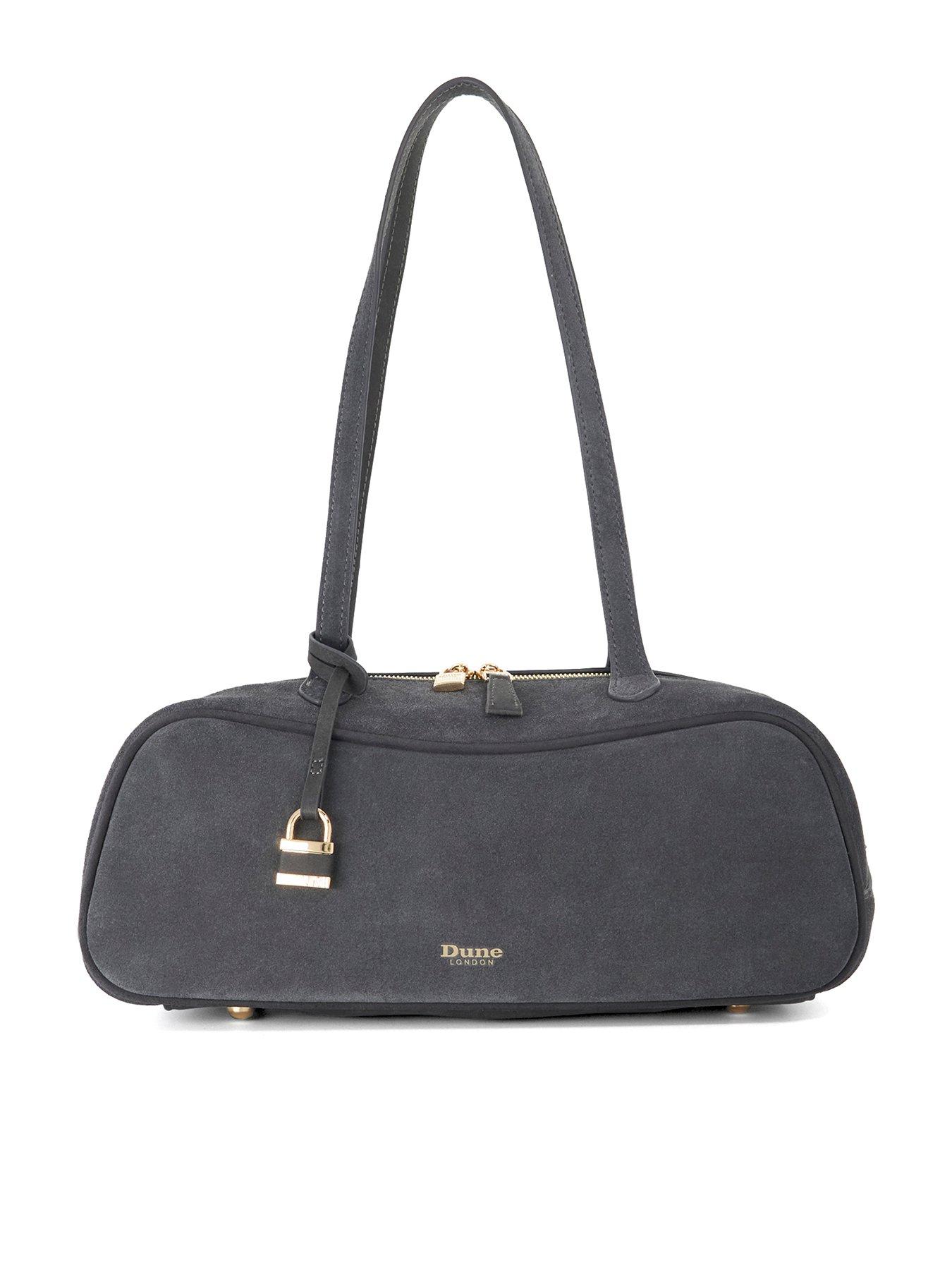 Image 1 of 5 of Dune London Womens Day Suede East-West Padlock Shoulder Bag - Grey