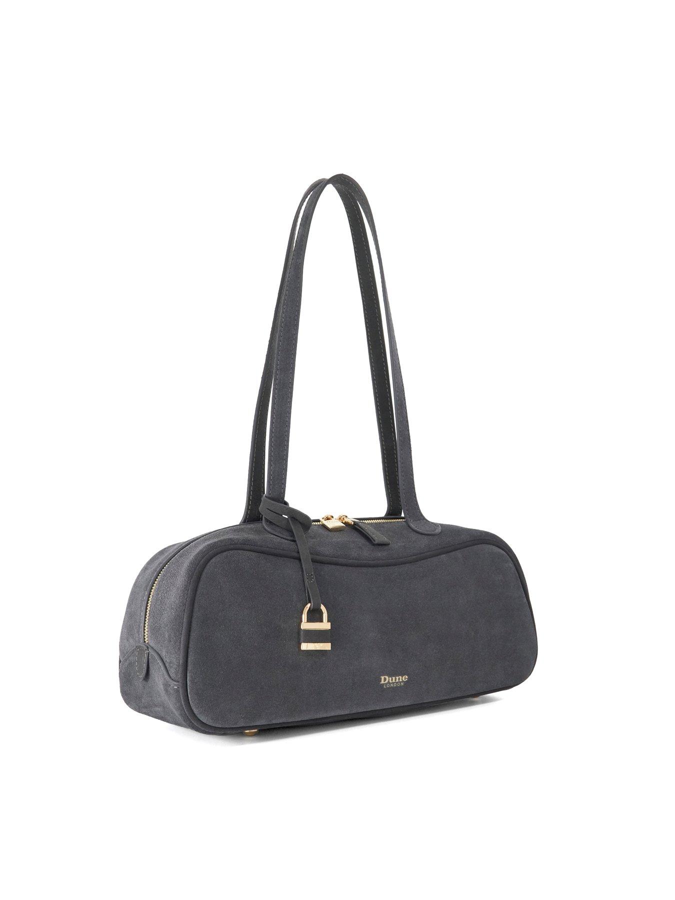 Image 3 of 5 of Dune London Womens Day Suede East-West Padlock Shoulder Bag - Grey