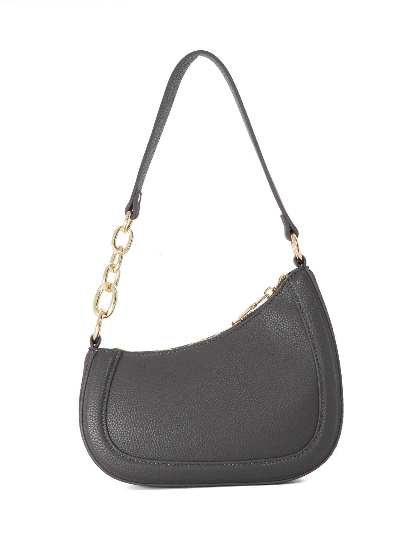 Image 3 of 6 of Dune London Womens Direction Chain Detail Suede Day Bag - Grey