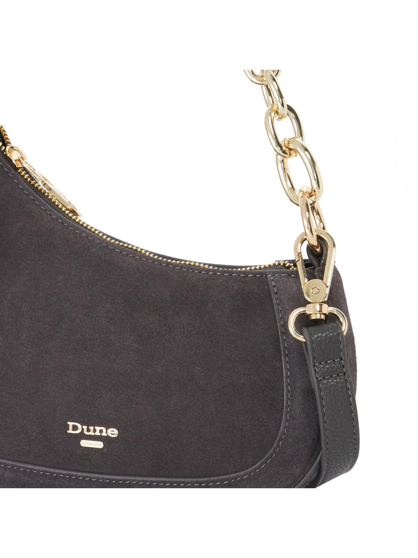 Image 6 of 6 of Dune London Womens Direction Chain Detail Suede Day Bag - Grey