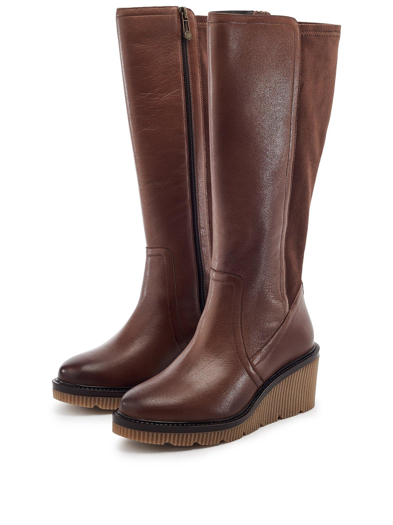 Image 2 of 6 of Moda In Pelle Womens Rosemarey Leather Long Boots - Beige