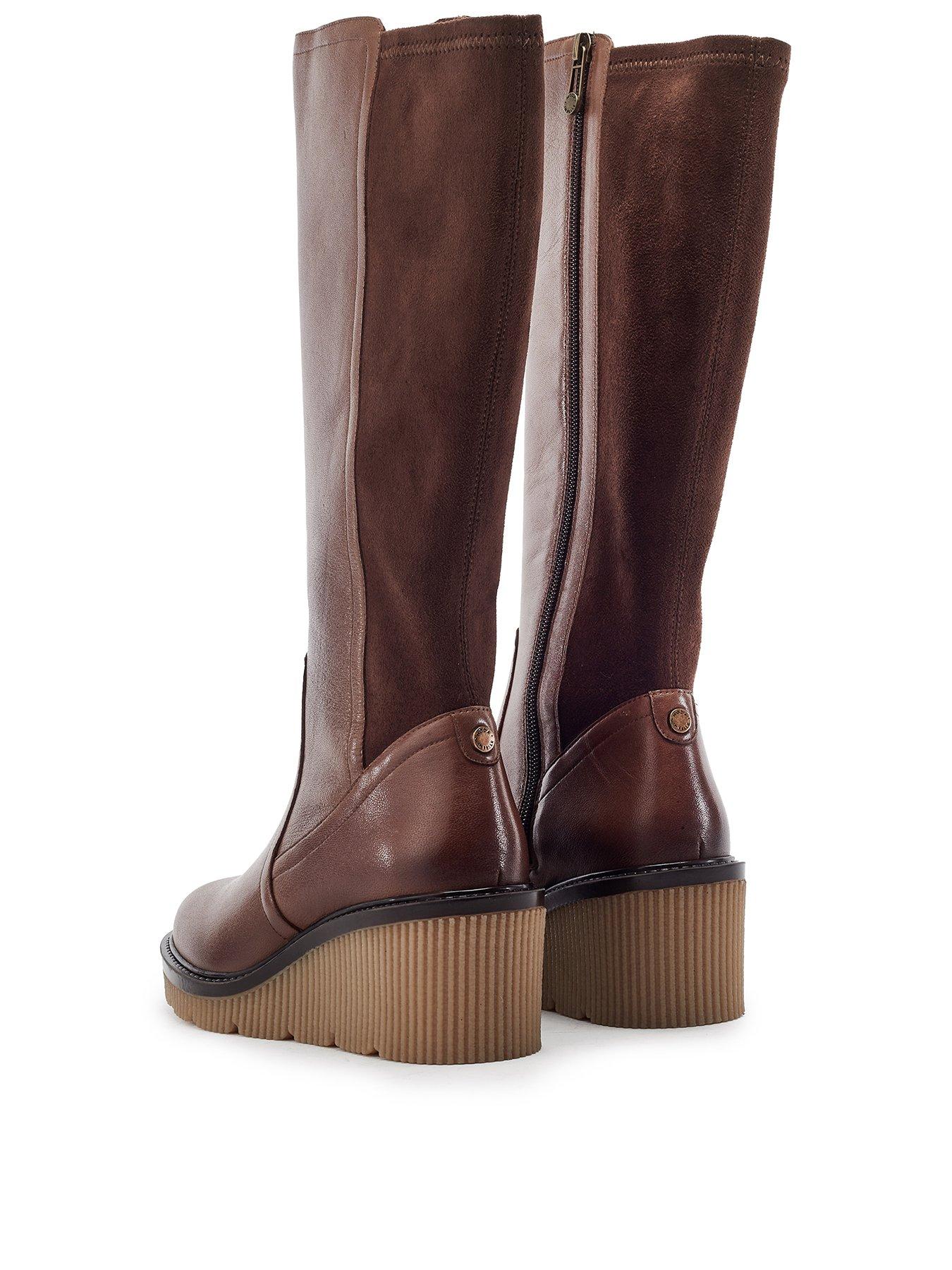 Image 3 of 6 of Moda In Pelle Womens Rosemarey Leather Long Boots - Beige