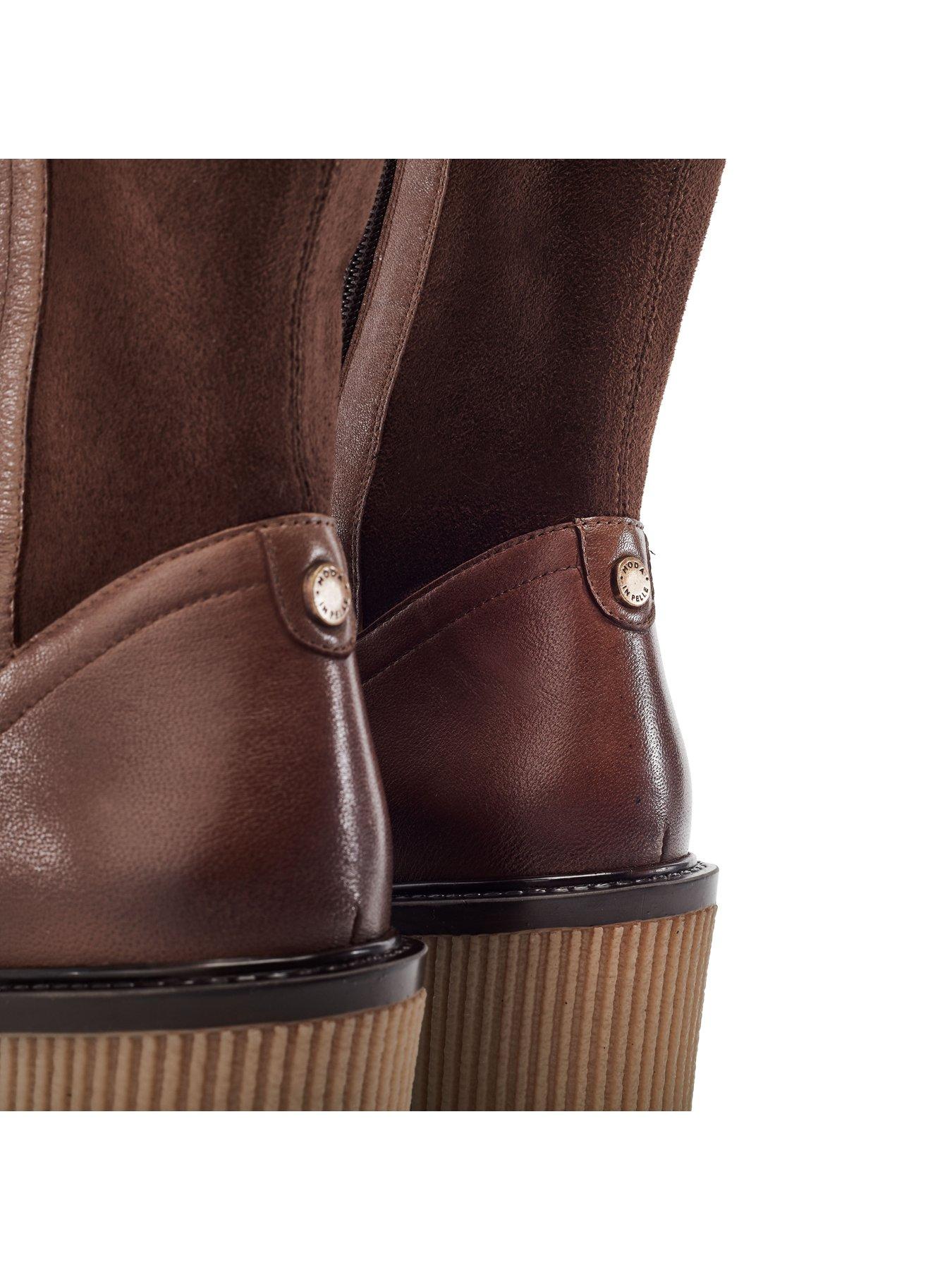 Image 5 of 6 of Moda In Pelle Womens Rosemarey Leather Long Boots - Beige